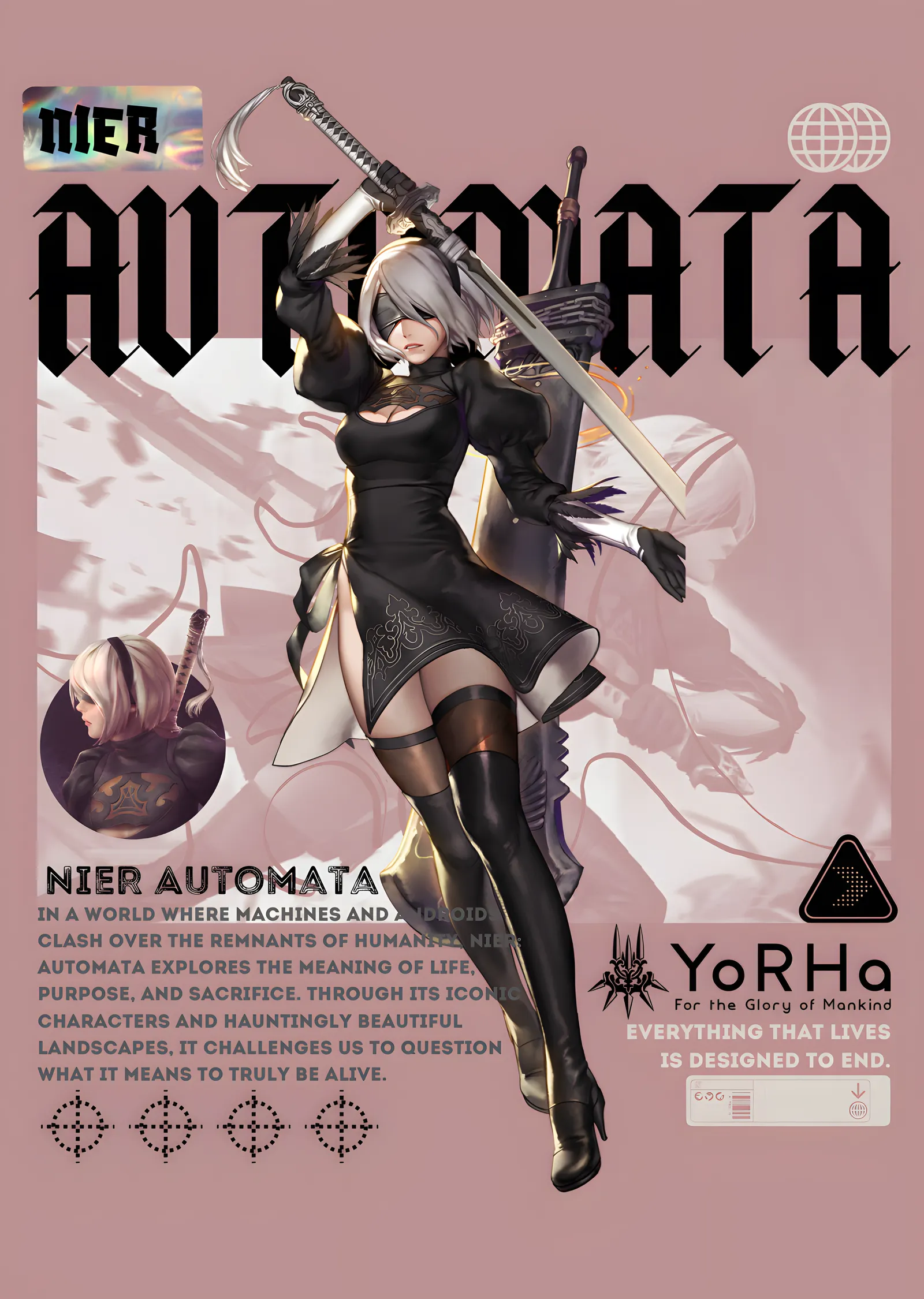 NieR: Automata YoRHa metal tablo