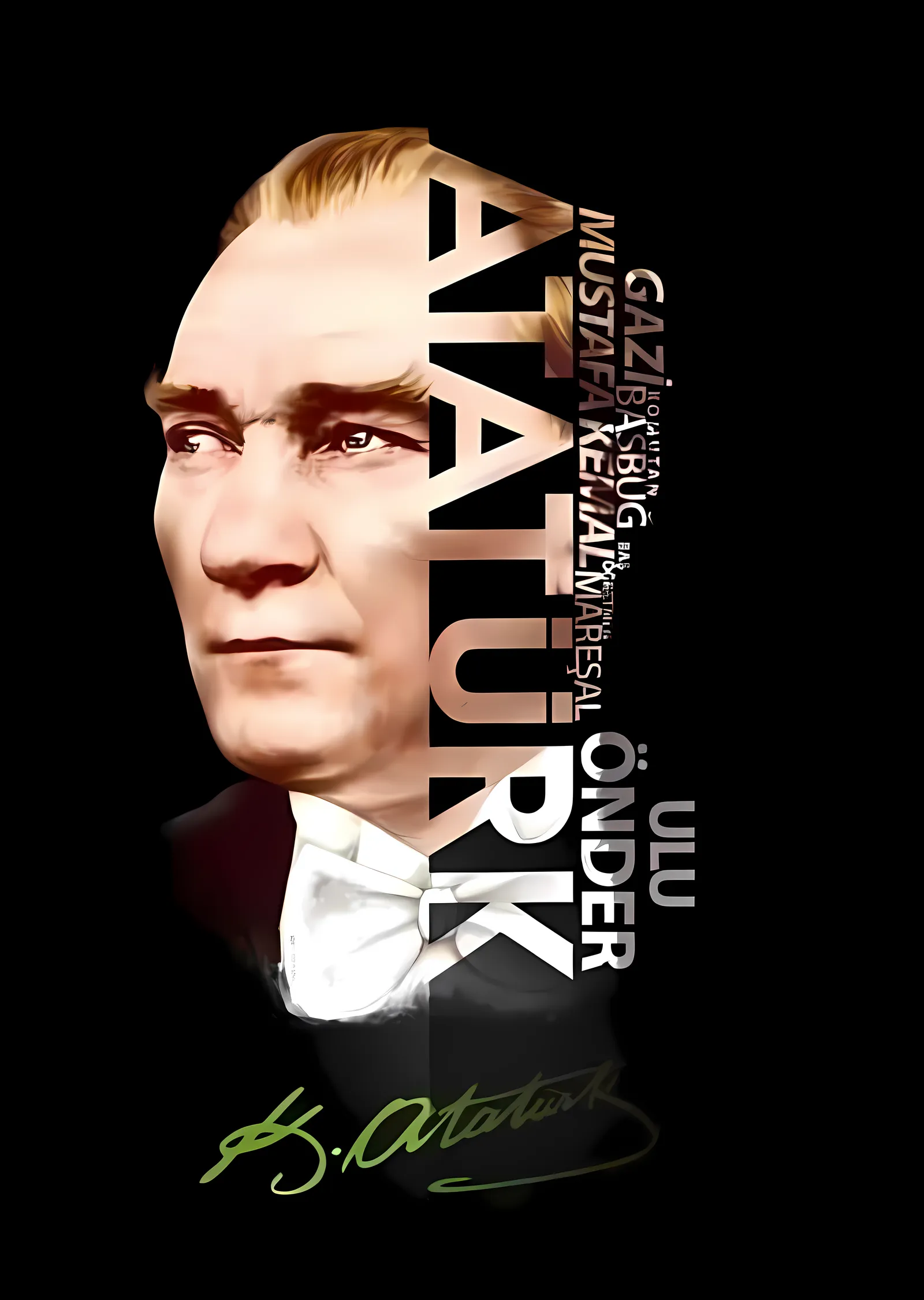 Siyah Fondaki Atatürk Portresi metal tablo