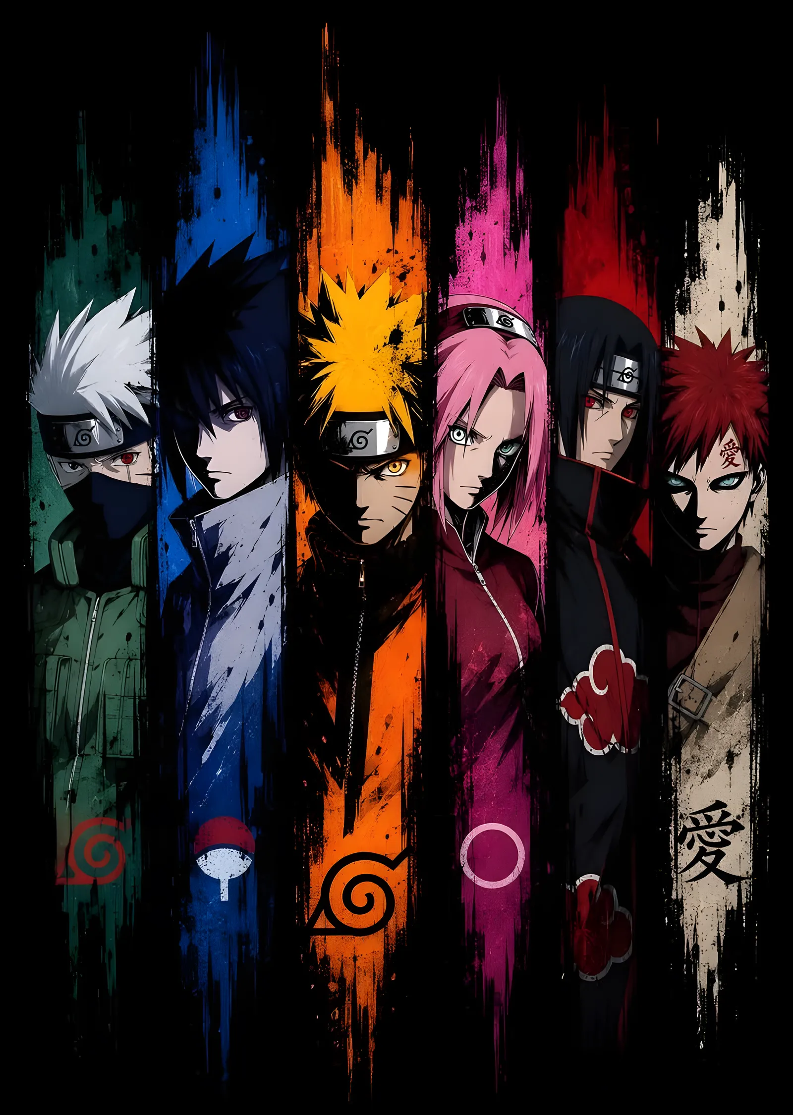 Naruto: Konoha Karakter Panelleri metal tablo