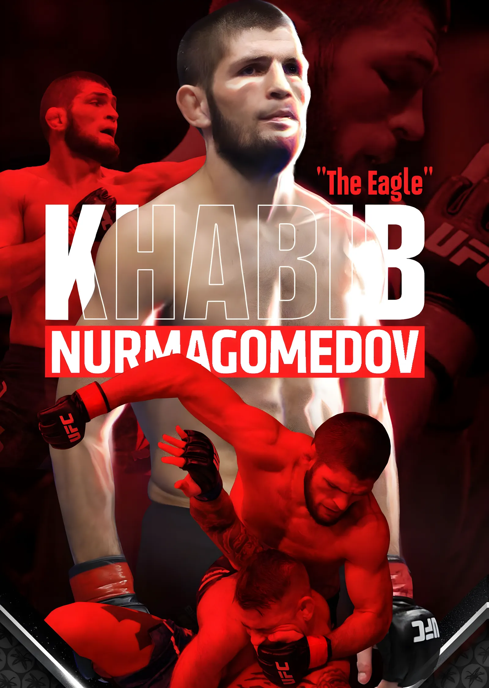 Khabib Nurmagomedov - The Eagle: Kırmızı Kolaj metal tablo