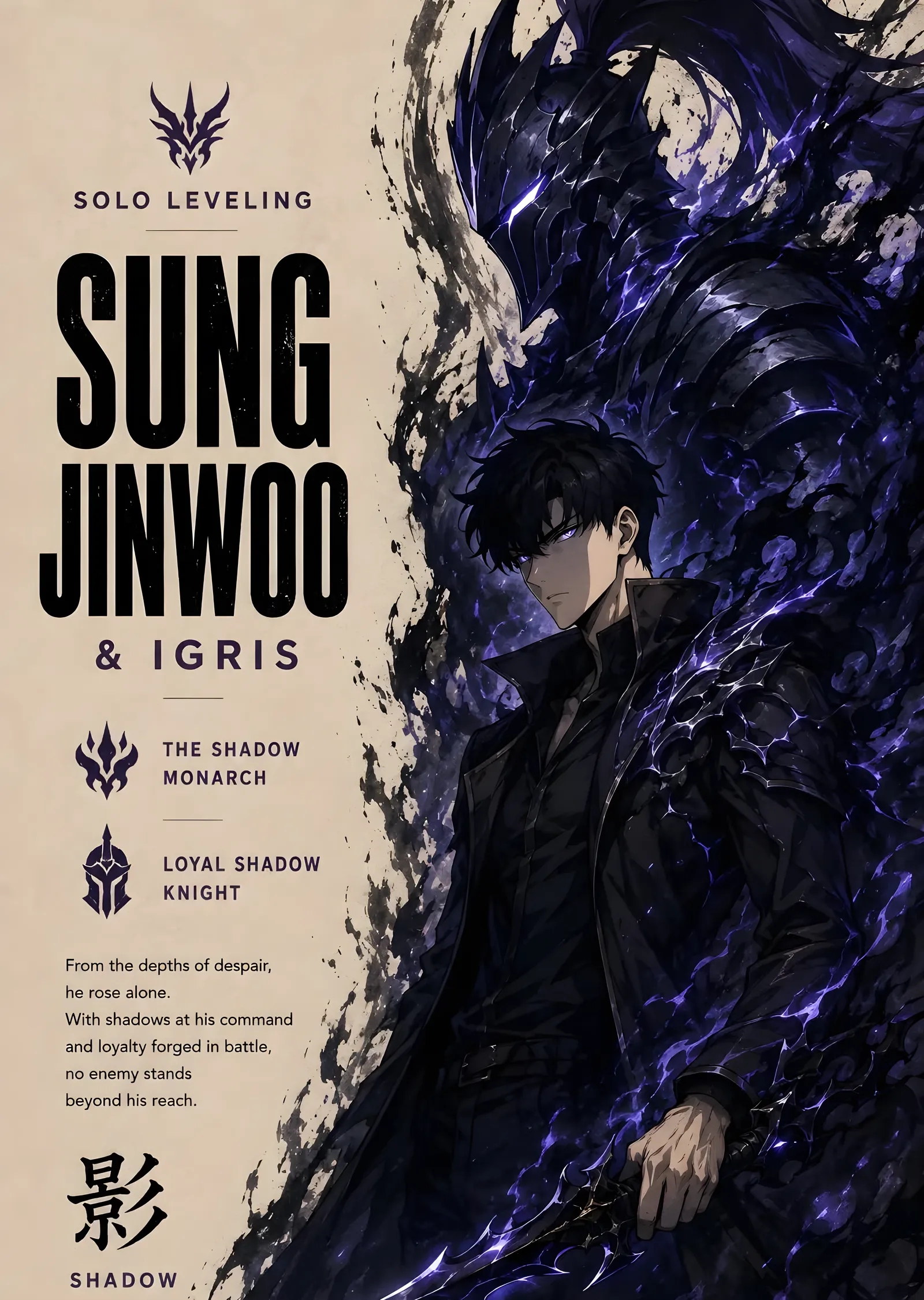Solo Leveling: Sung Jinwoo ve Igris metal tablo