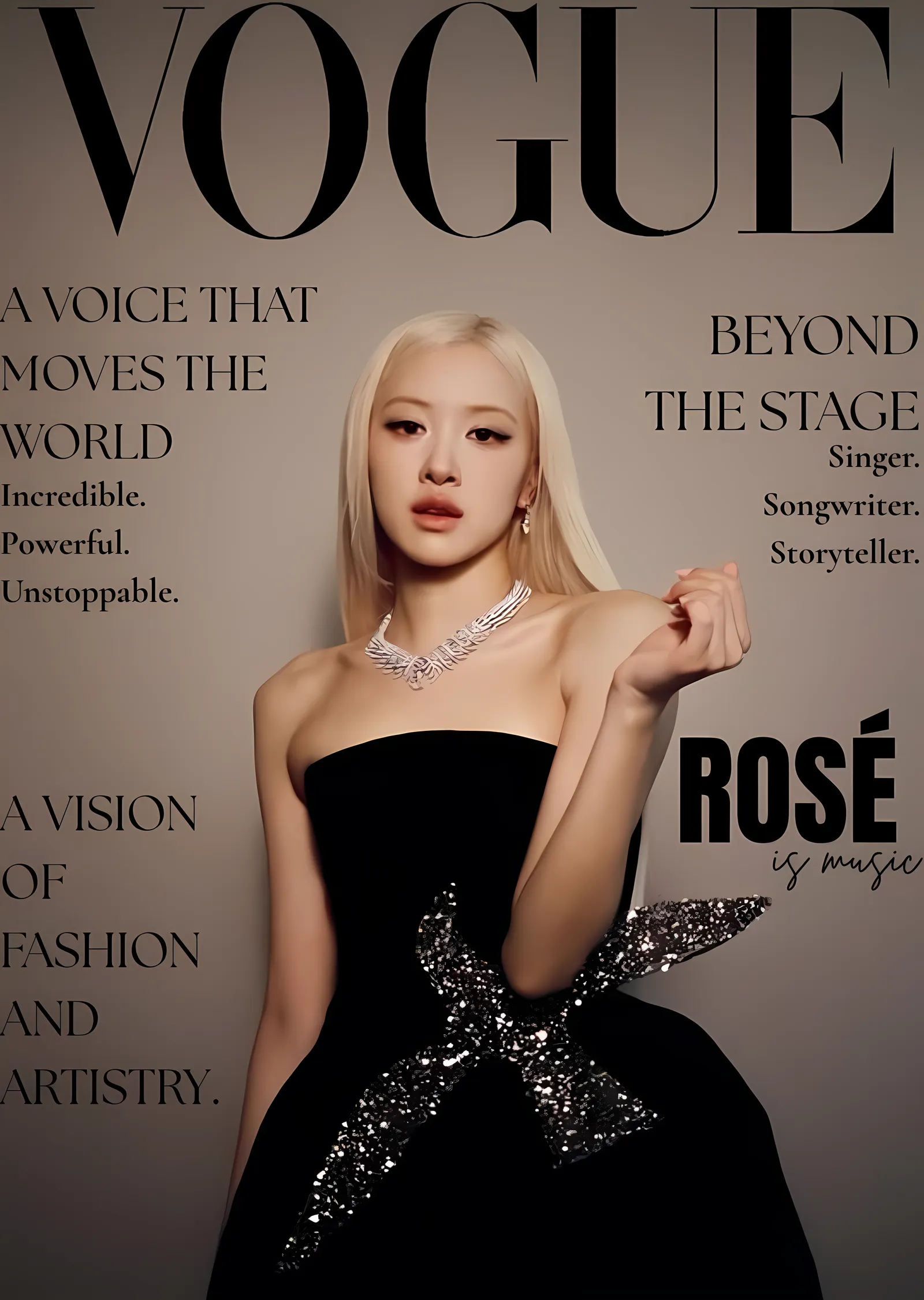 Rosé - Vogue Kapak Konsepti metal tablo