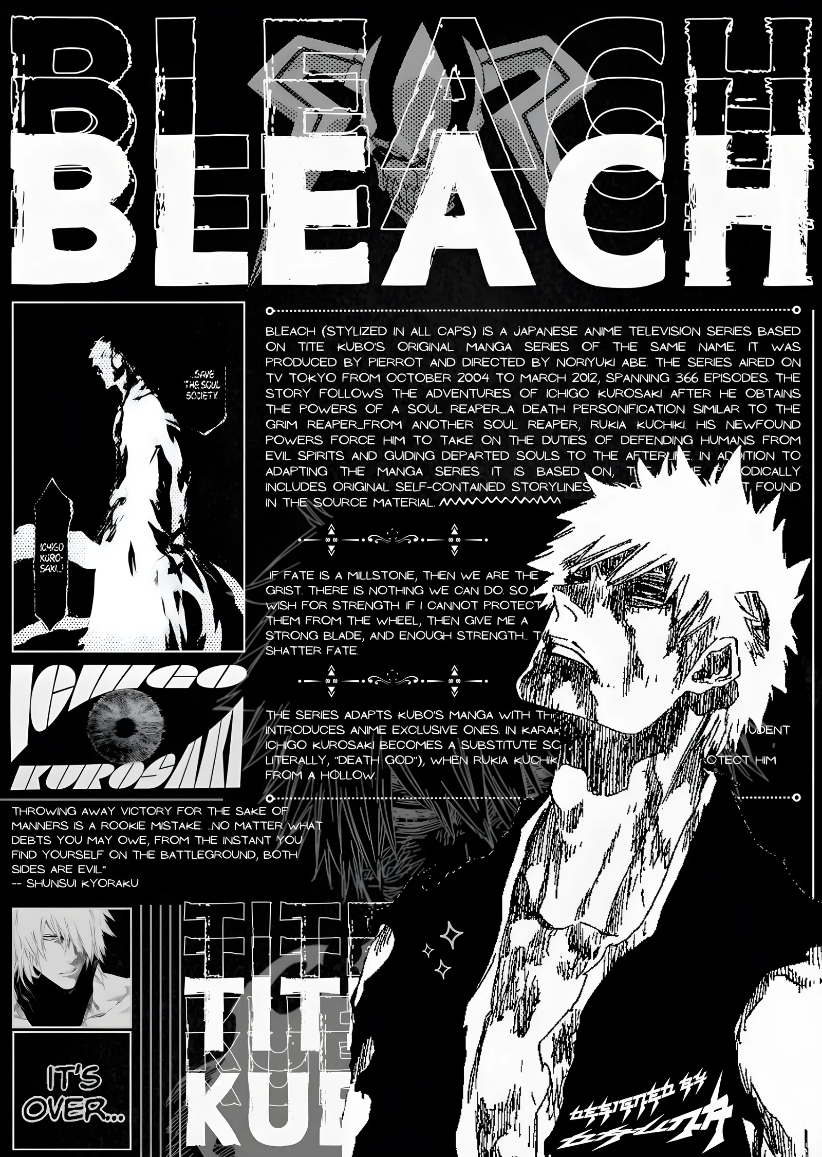Bleach: Ichigo Kurosaki Tipografi metal tablo