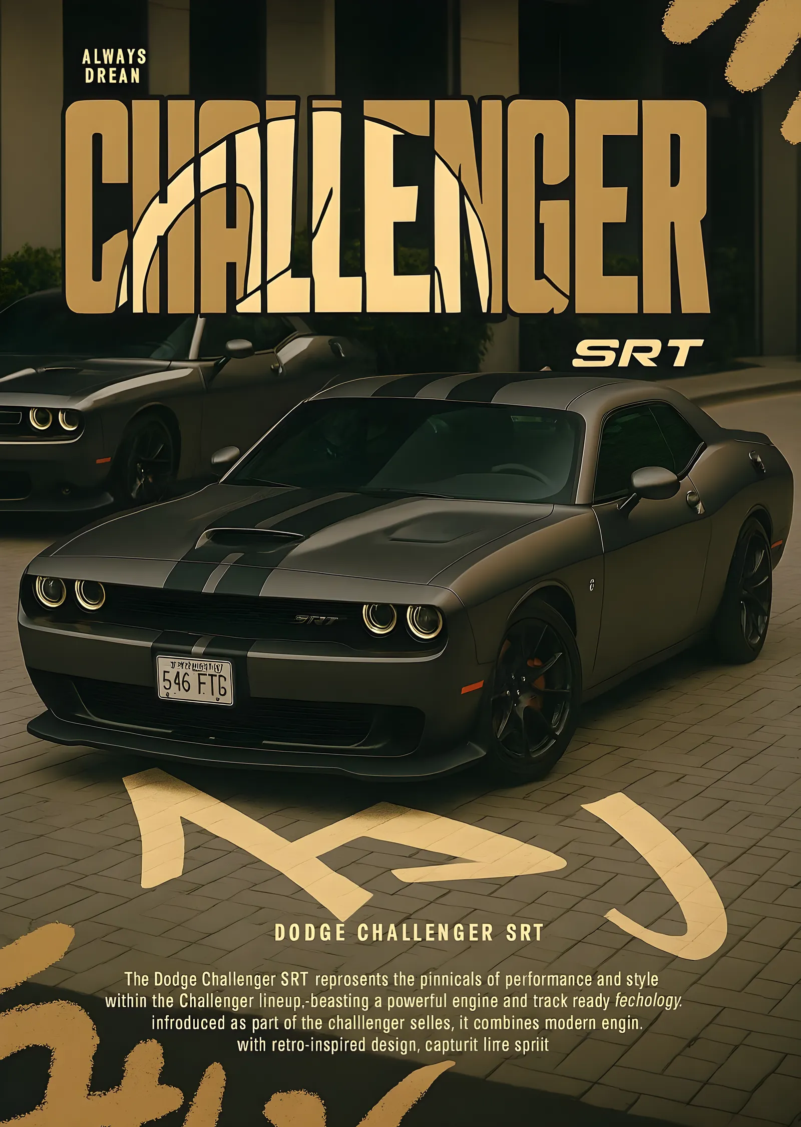 Dodge Challenger SRT - Grafiti metal tablo