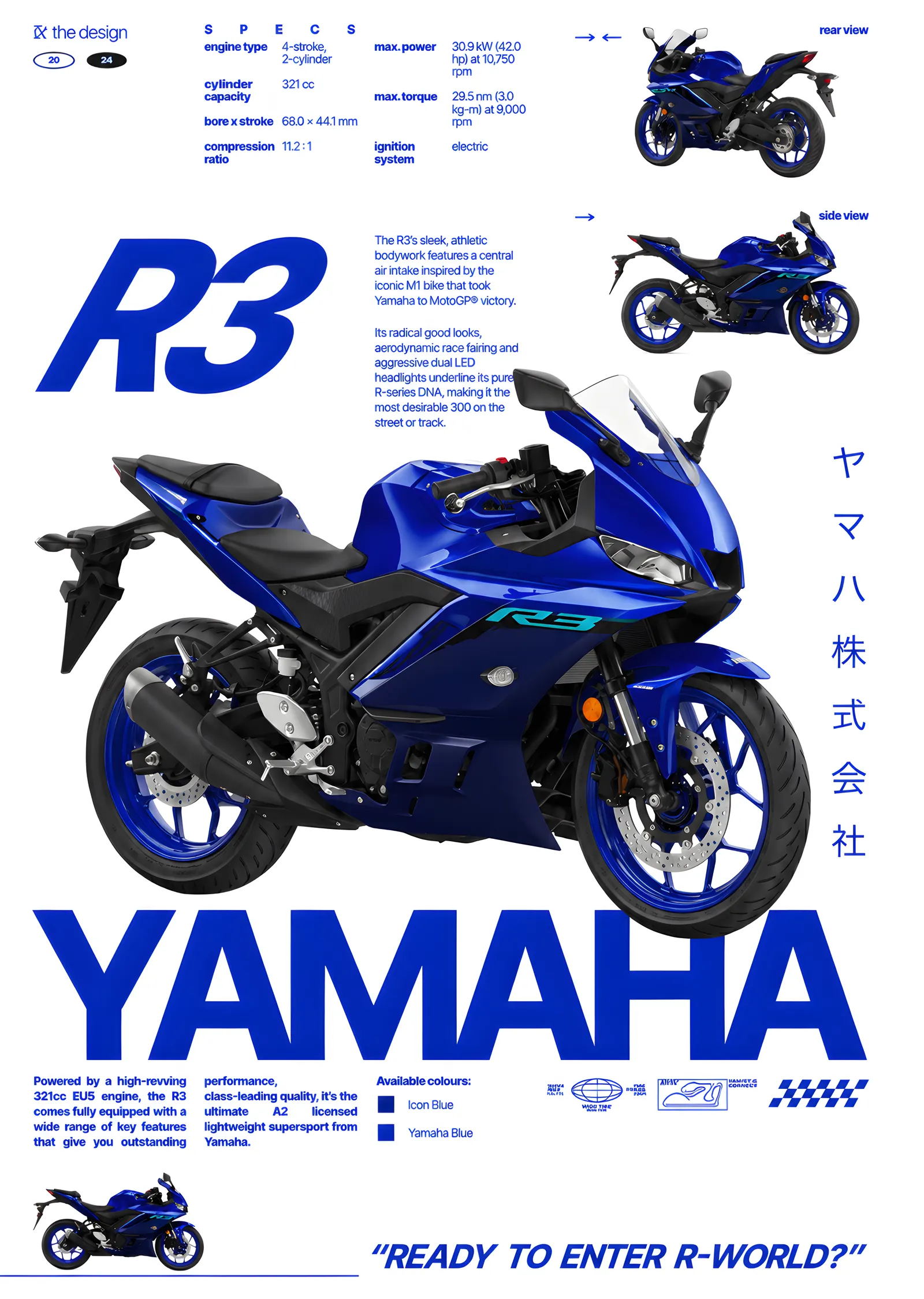 Yamaha R3 - Teknik Sayfa metal tablo