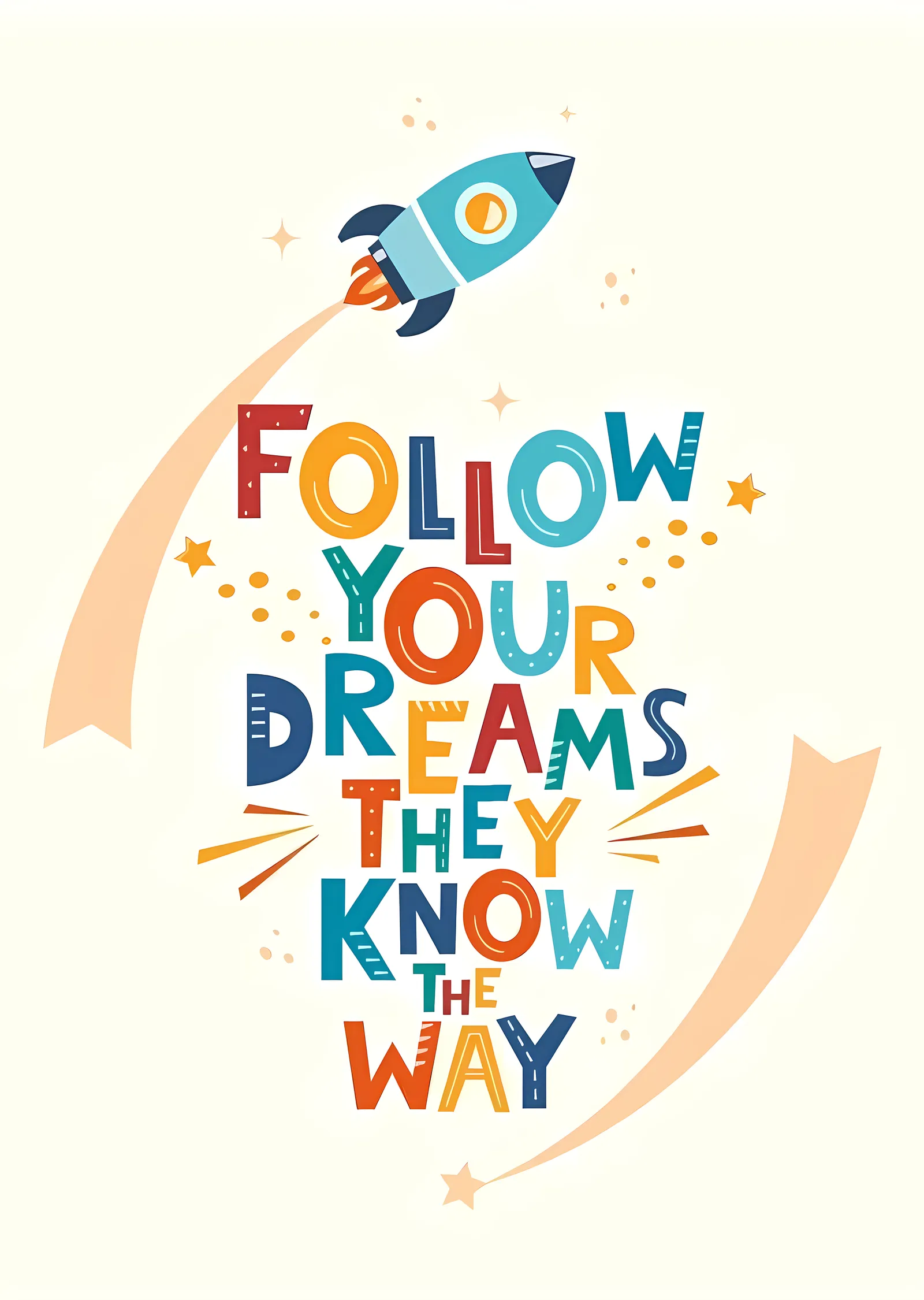 Follow Your Dreams: Rocket ve Metin metal tablo