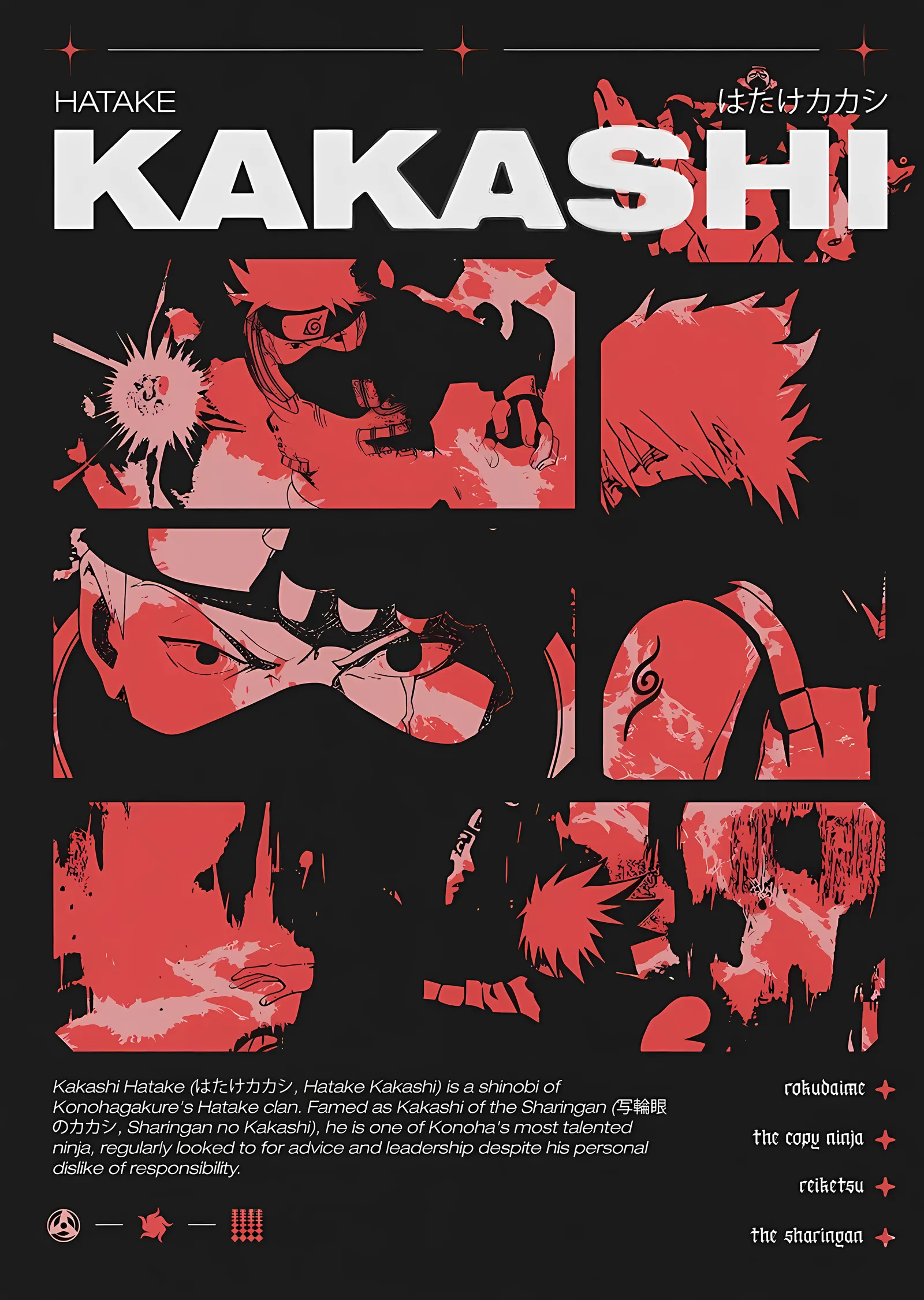 Naruto: Hatake Kakashi ve Sharingan metal tablo