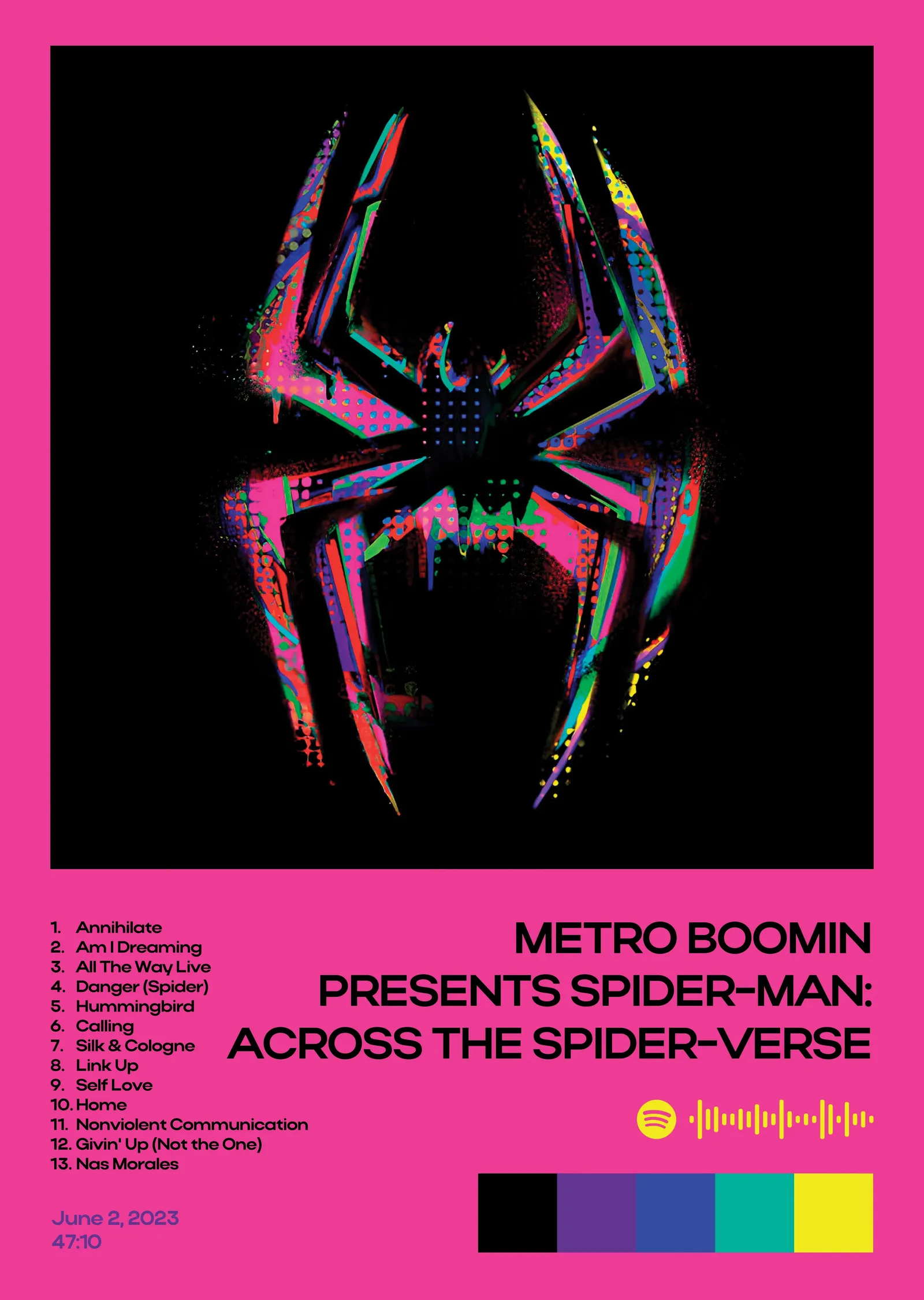Metro Boomin: Spider-Verse Pembe metal tablo