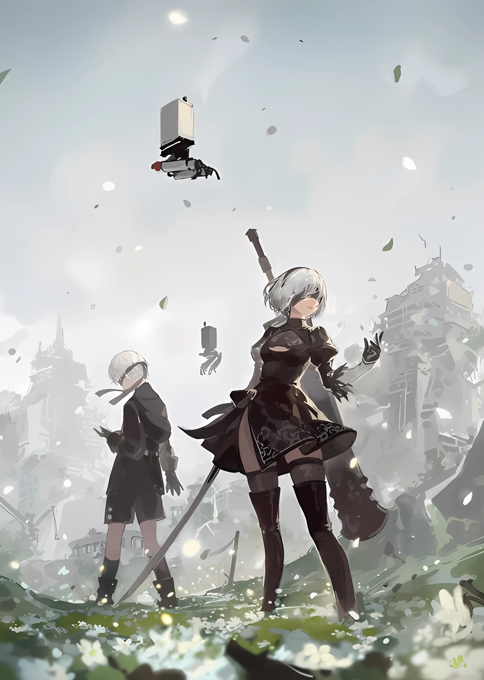 NieR Automata: Çiçek Tarlası metal tablo