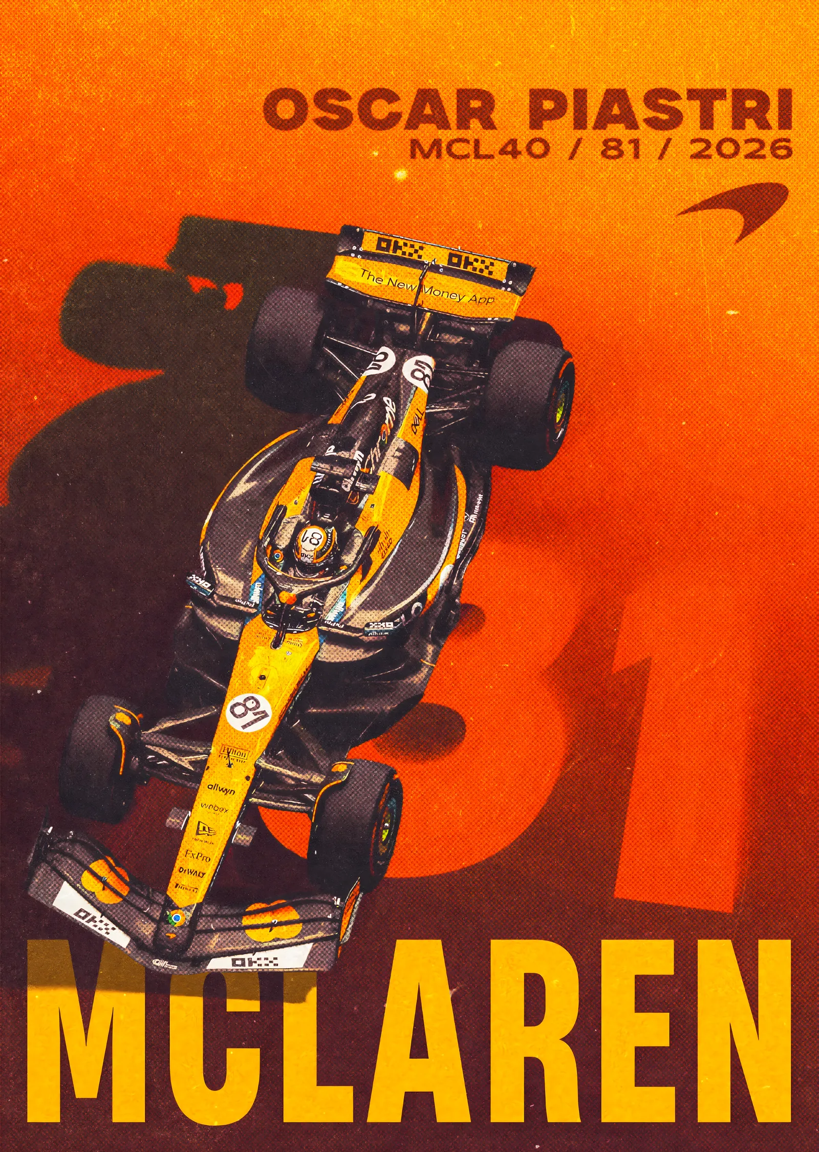 Oscar Piastri: McLaren MCL40 2026 metal tablo