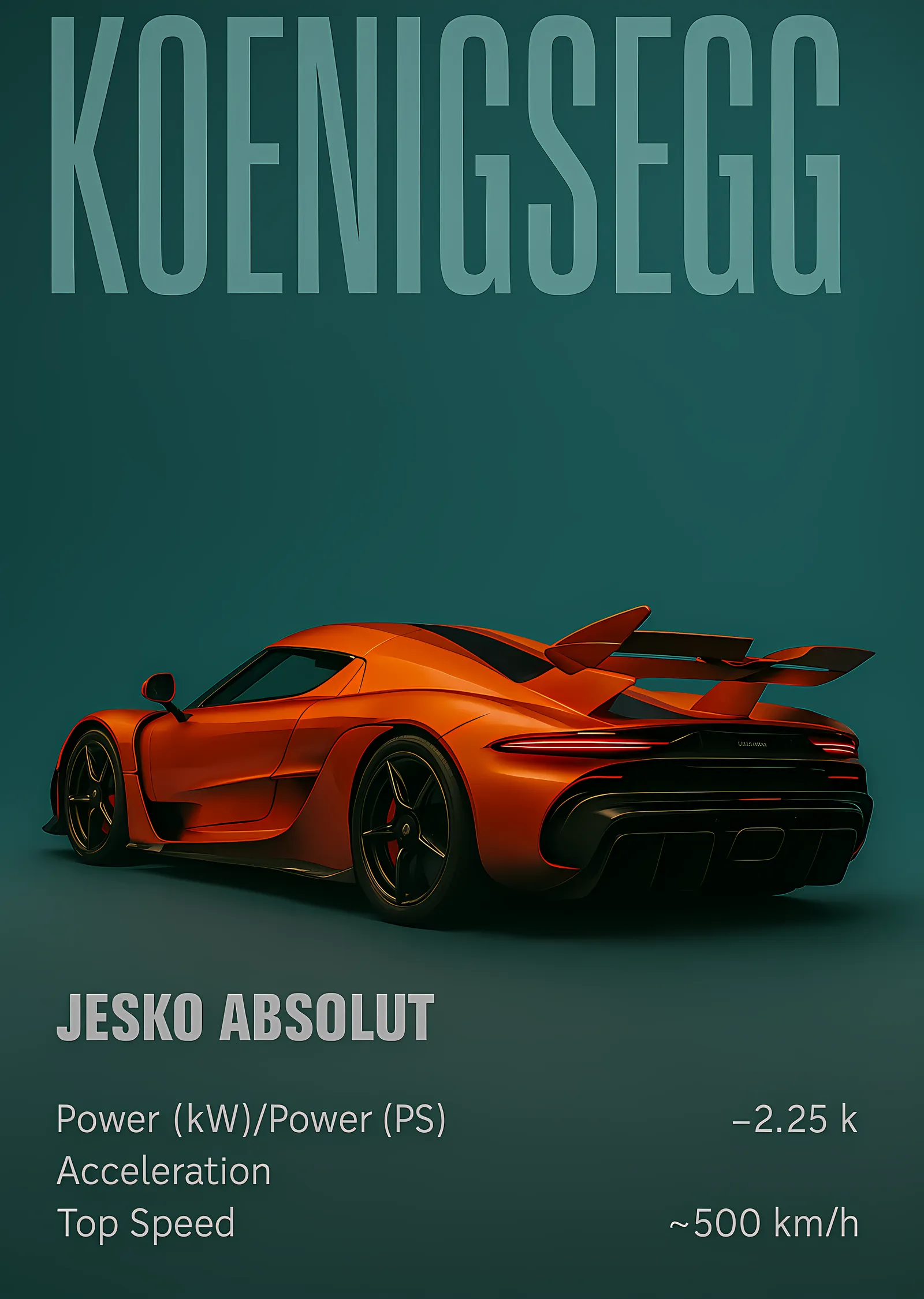 Koenigsegg Jesko Absolut metal tablo