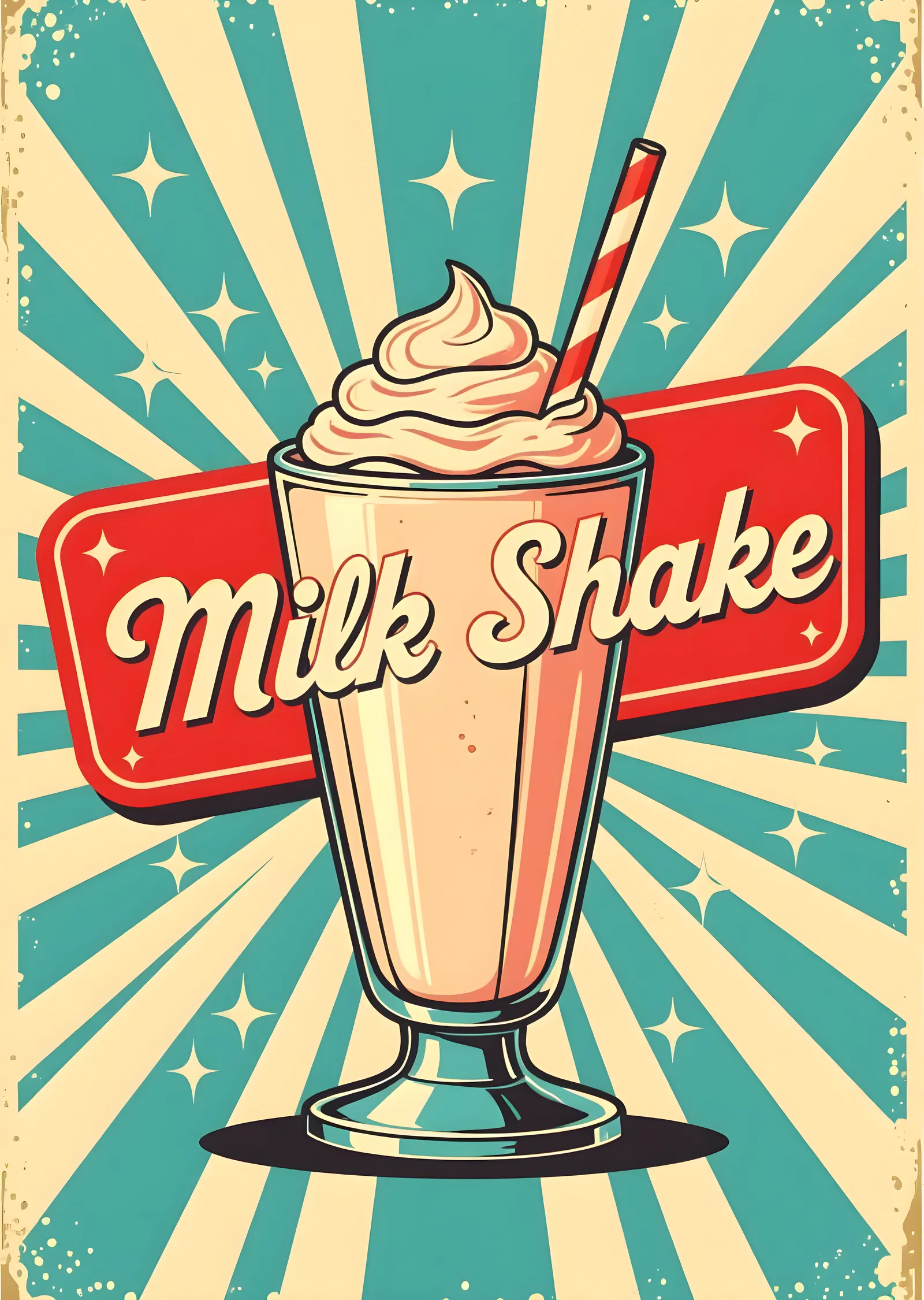 Milk Shake Retro Tasarımı metal tablo