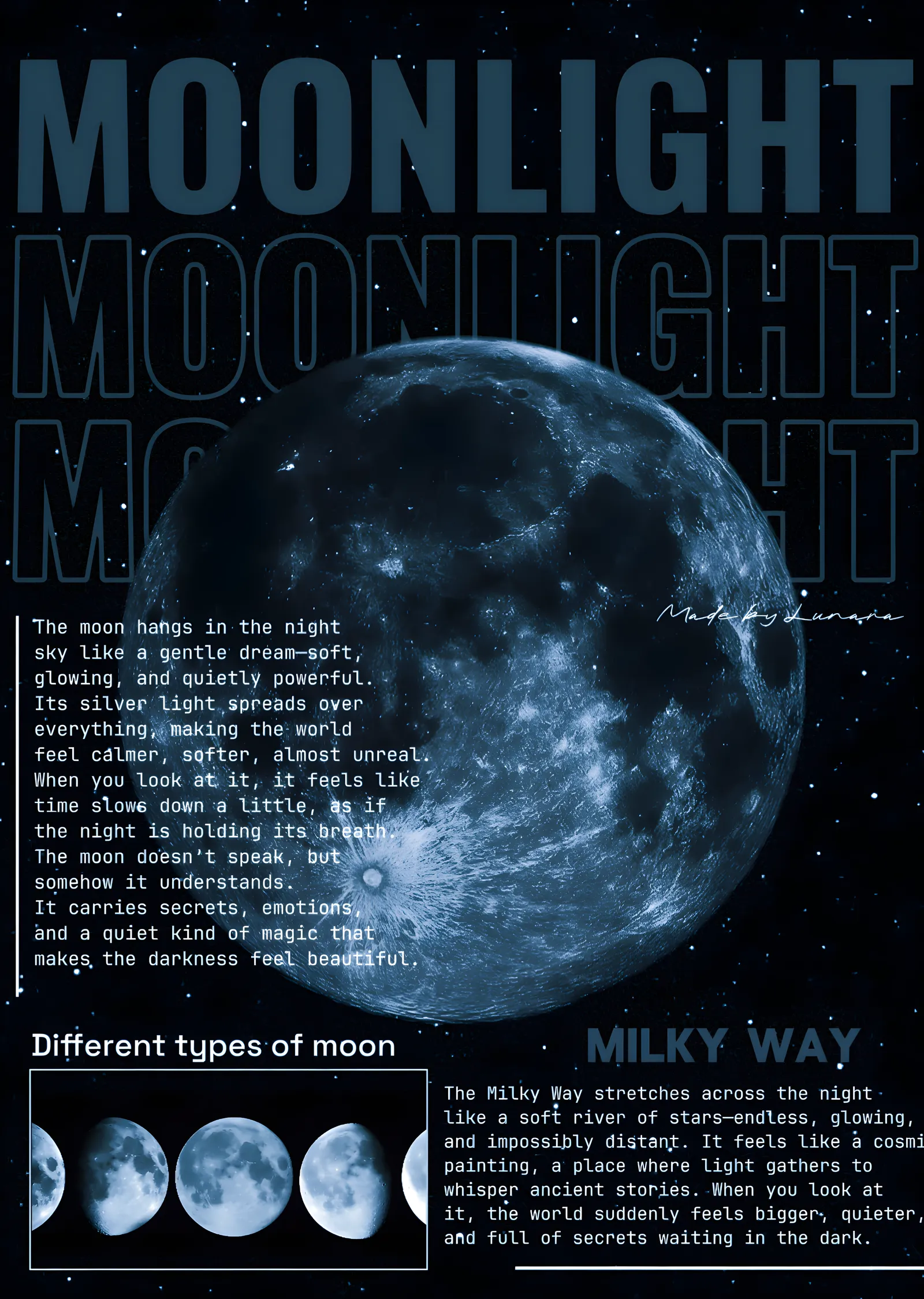 Moonlight - Ay ve Samanyolu metal tablo