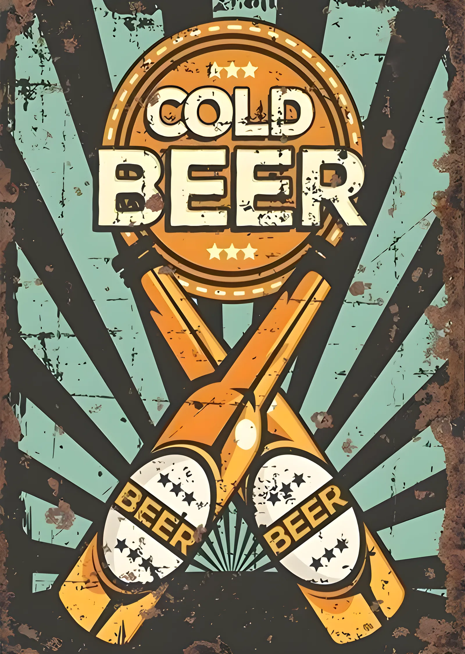 Cold Beer Retro metal tablo