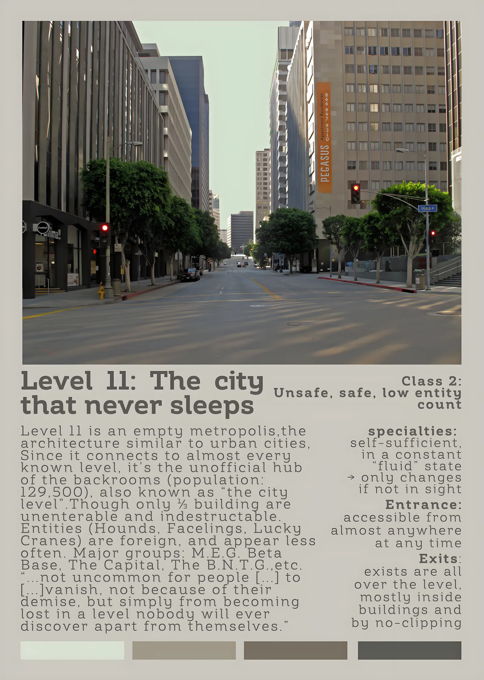 Backrooms Level 11 - The City That Never Sleeps metal tablo