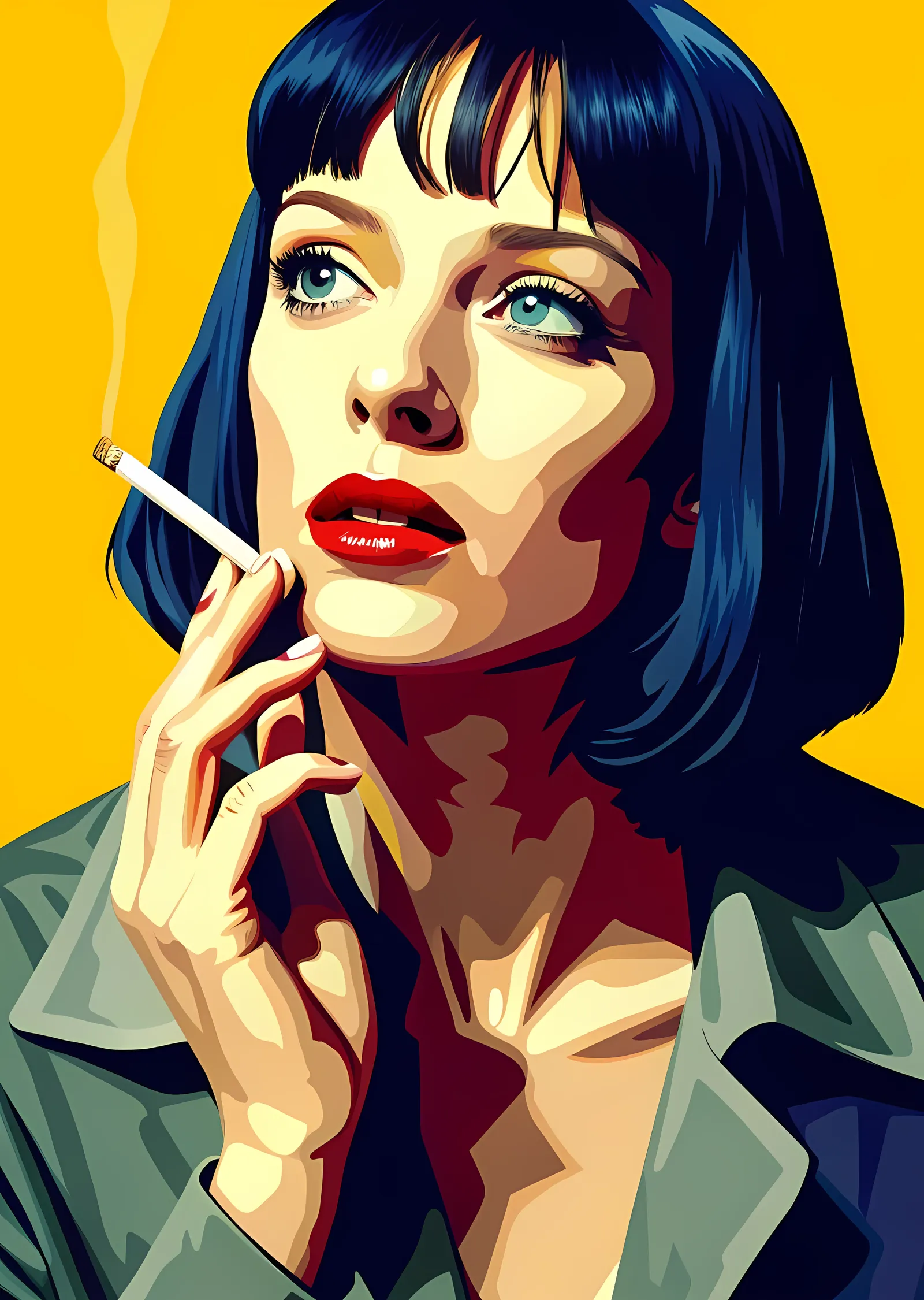 Mia Wallace: Sarı Zemin metal tablo