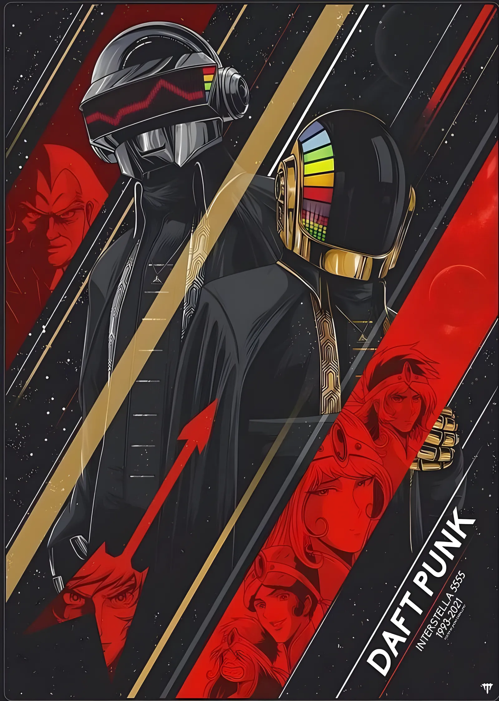 Daft Punk: Kırmızı Şerit metal tablo