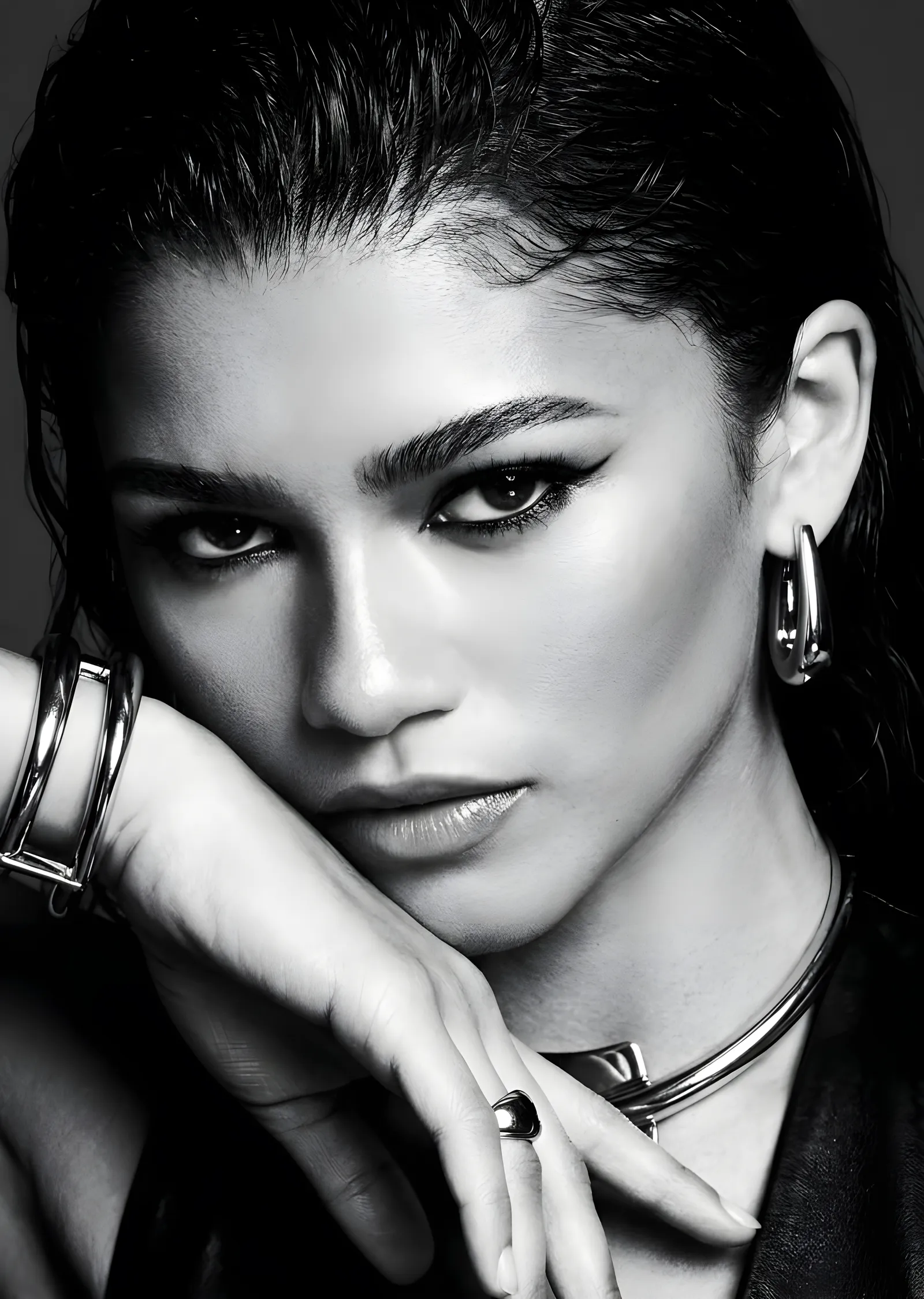 Zendaya · Siyah Beyaz metal tablo