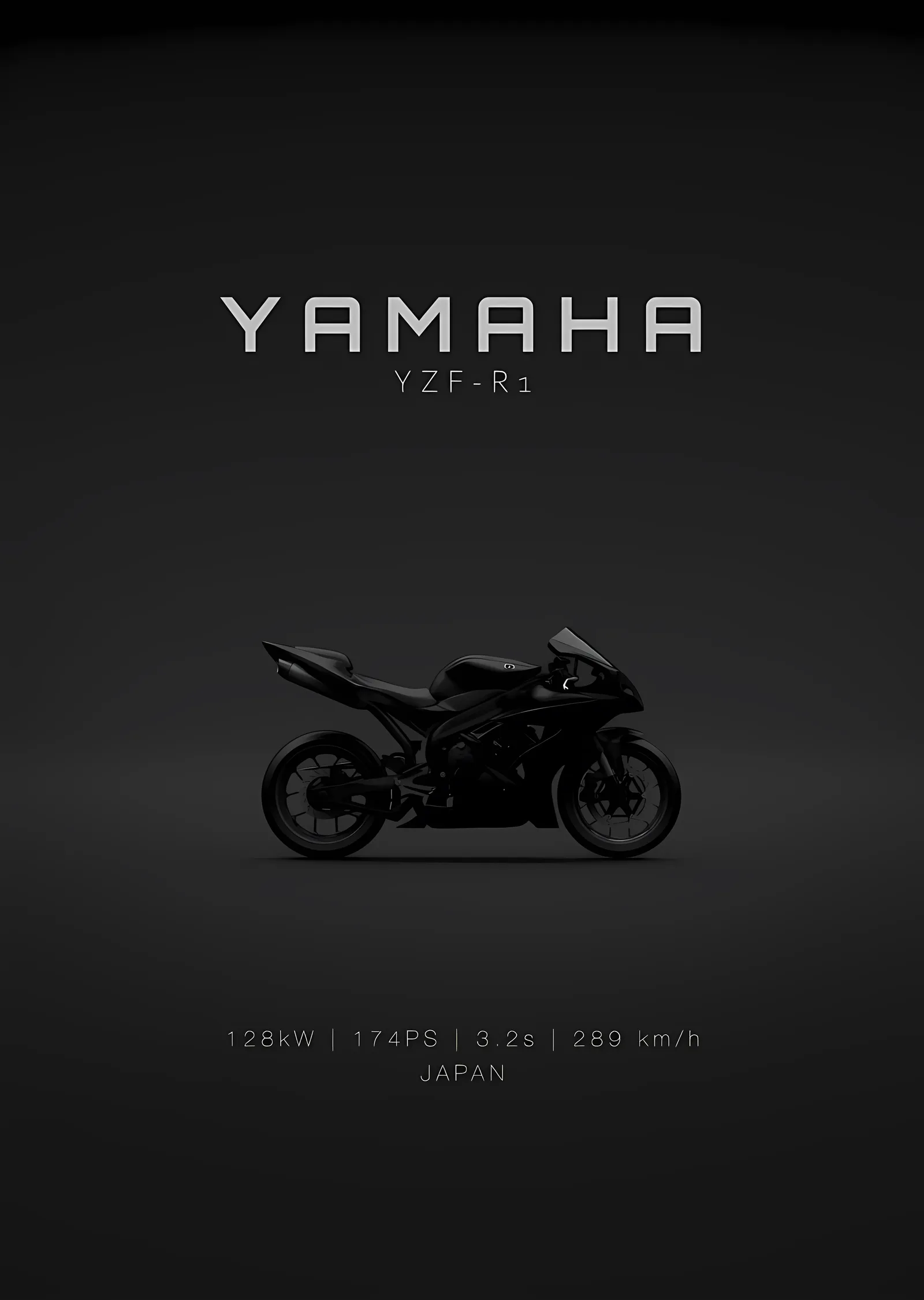 Yamaha YZF-R1 - Minimal Gri metal tablo