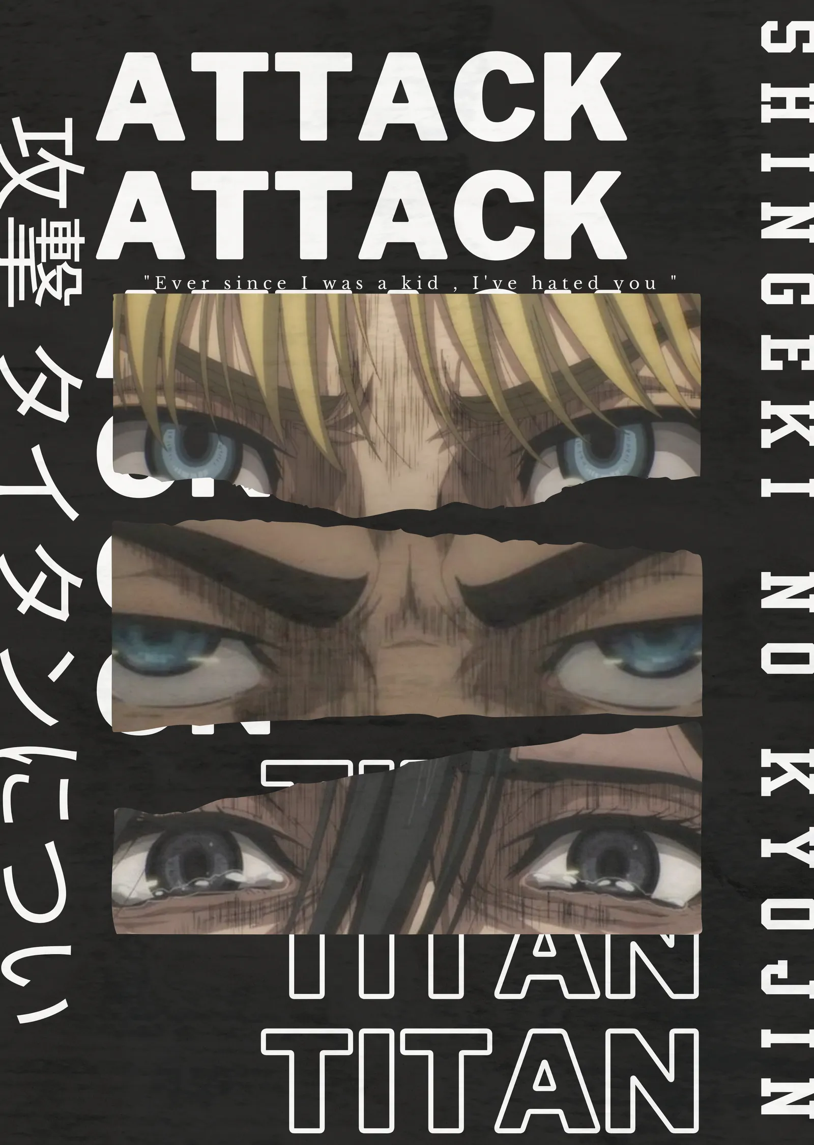 Attack on Titan: Bakışlar ve Tipografi metal tablo