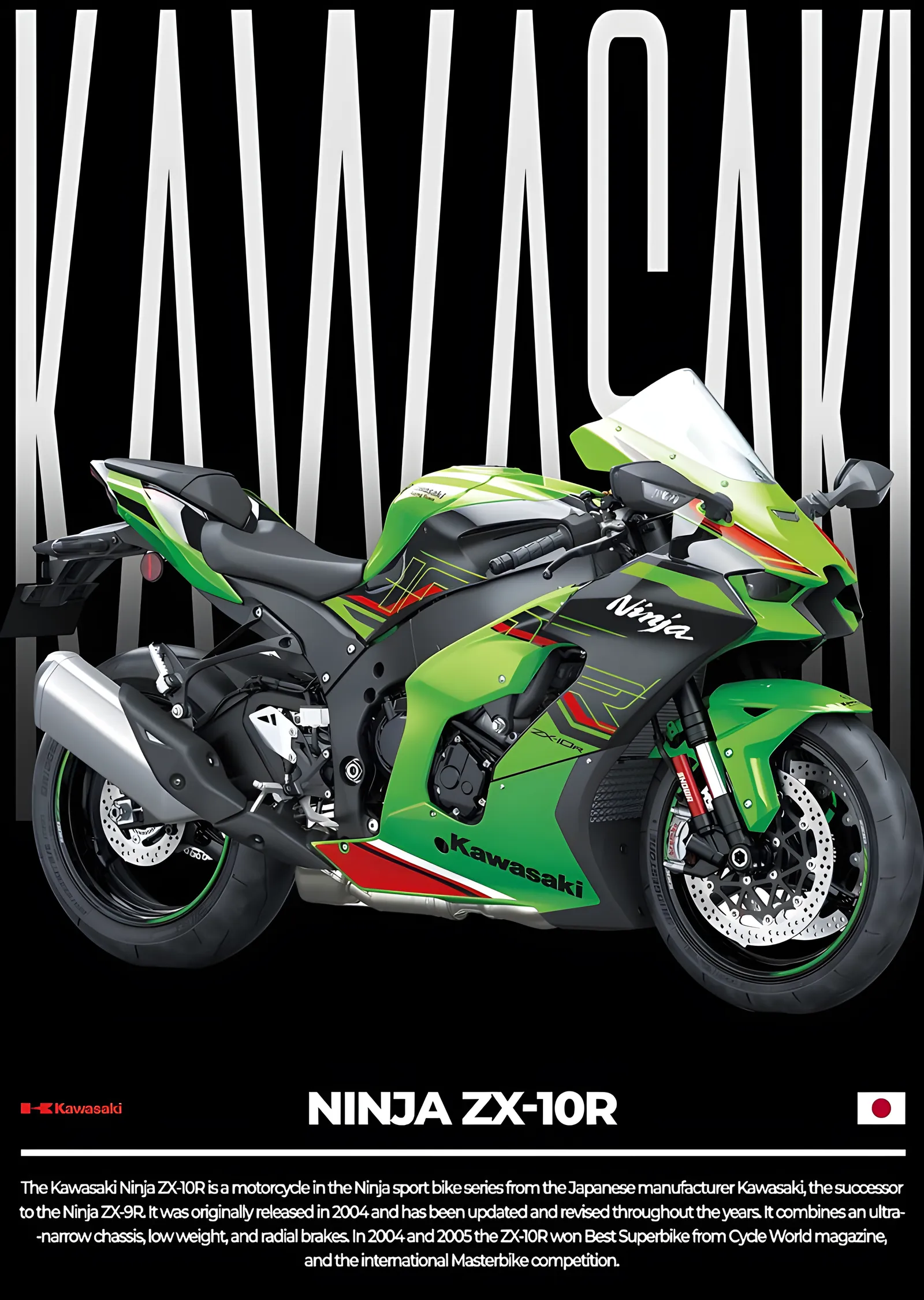 Kawasaki Ninja ZX-10R - Yeşil Yarış Renkleri metal tablo