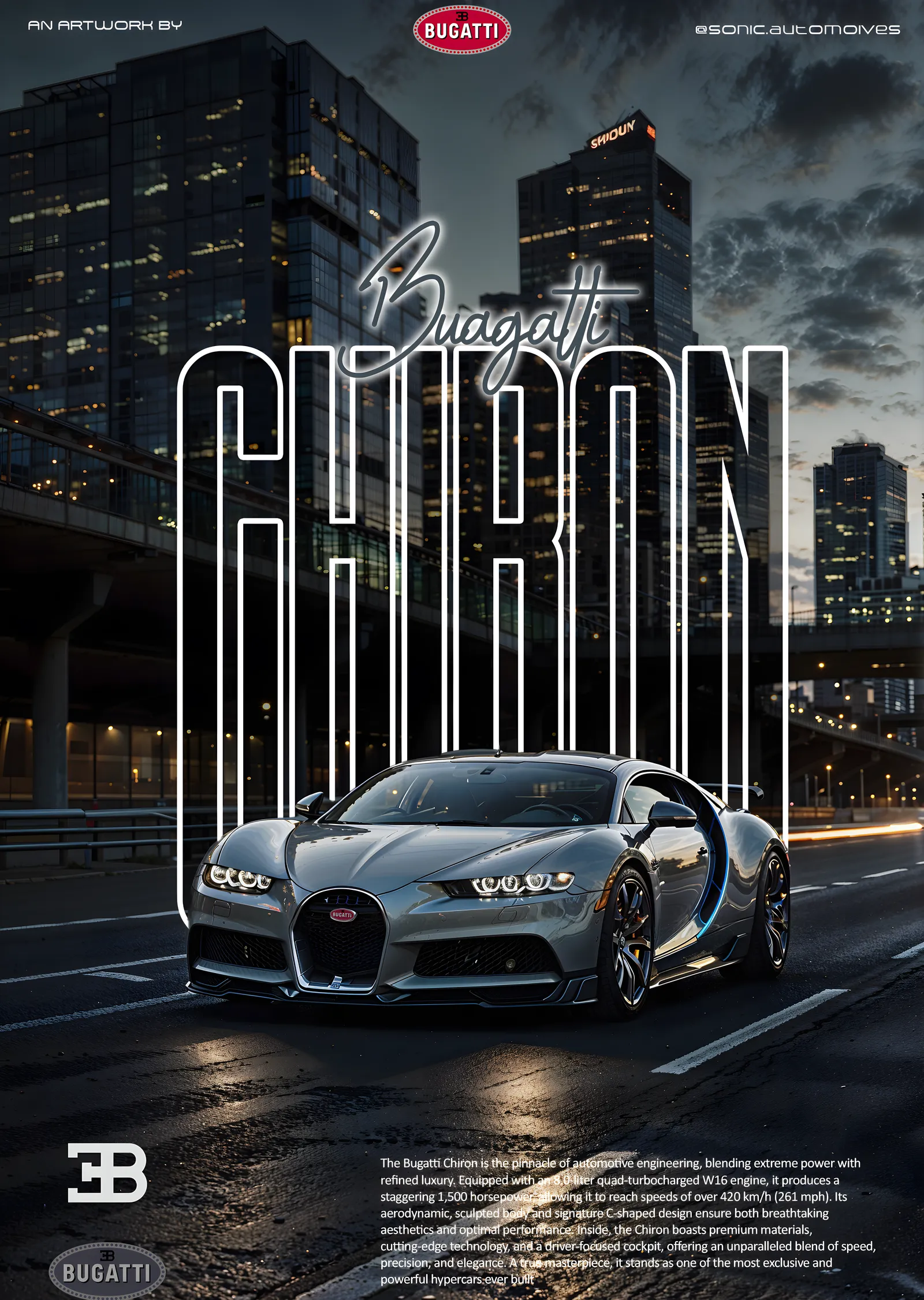 Bugatti Chiron metal tablo