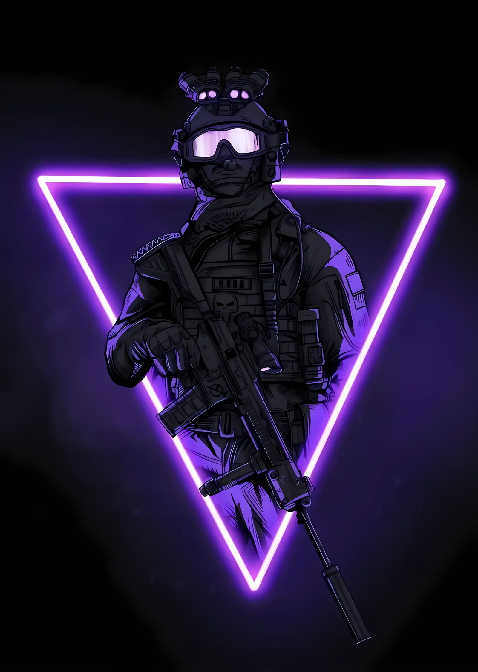 Neon Üçgen: Asker metal tablo
