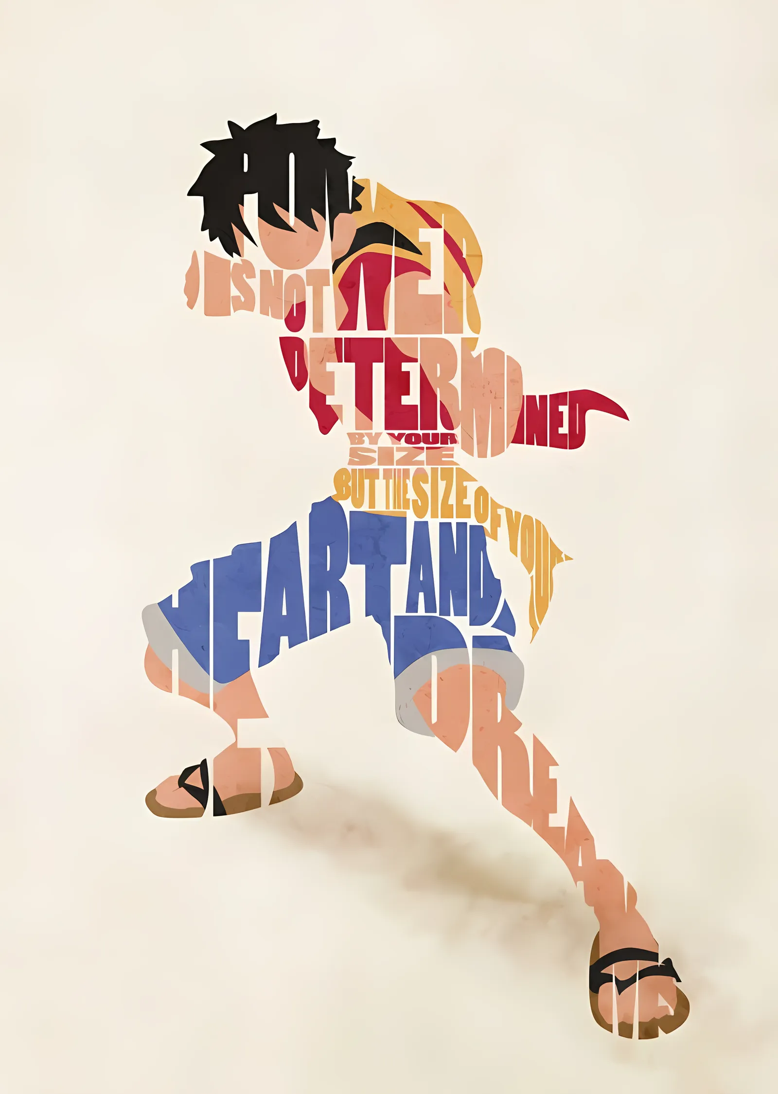 One Piece: Luffy Tipografi Silüeti metal tablo