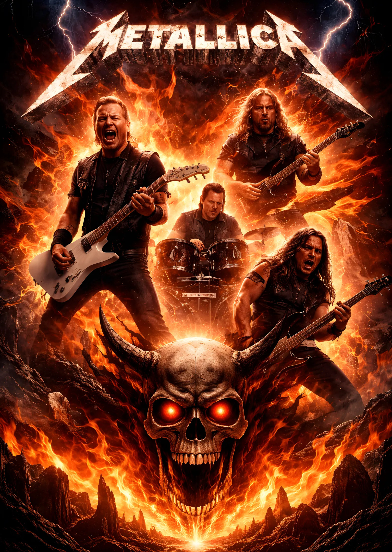 Metallica: Alevli Sahne metal tablo