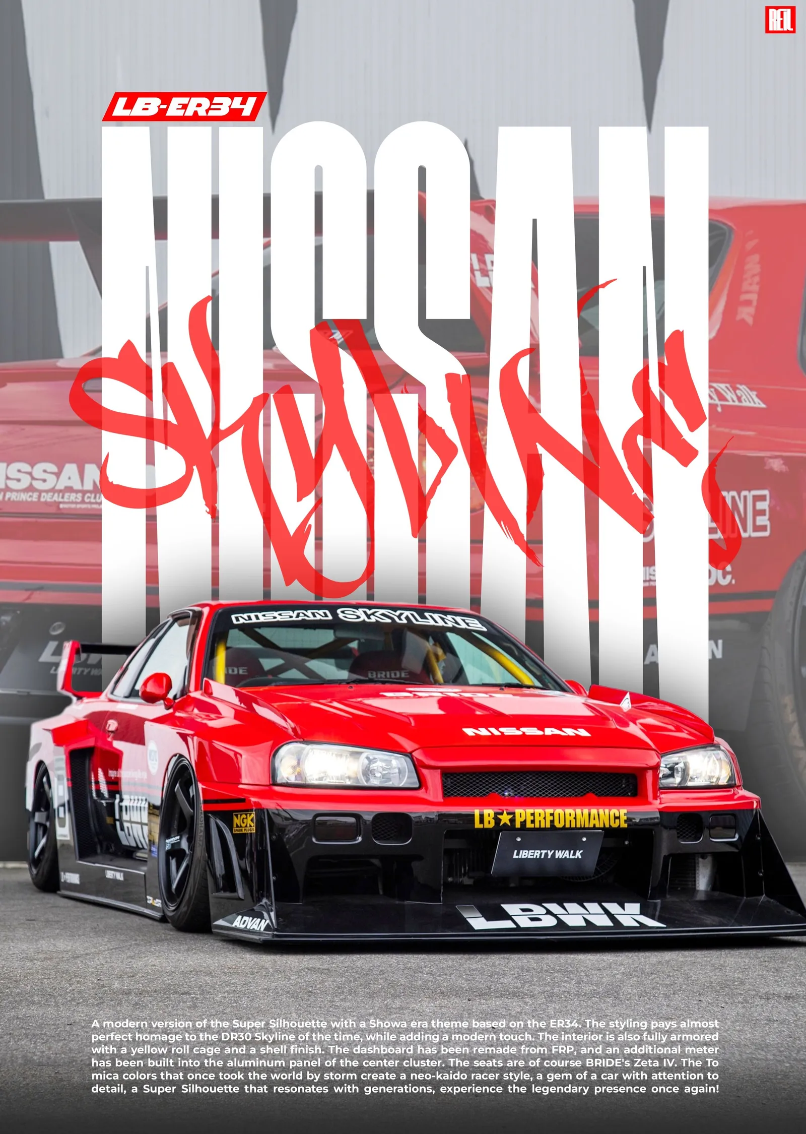 Nissan Skyline R34 - Liberty Walk metal tablo