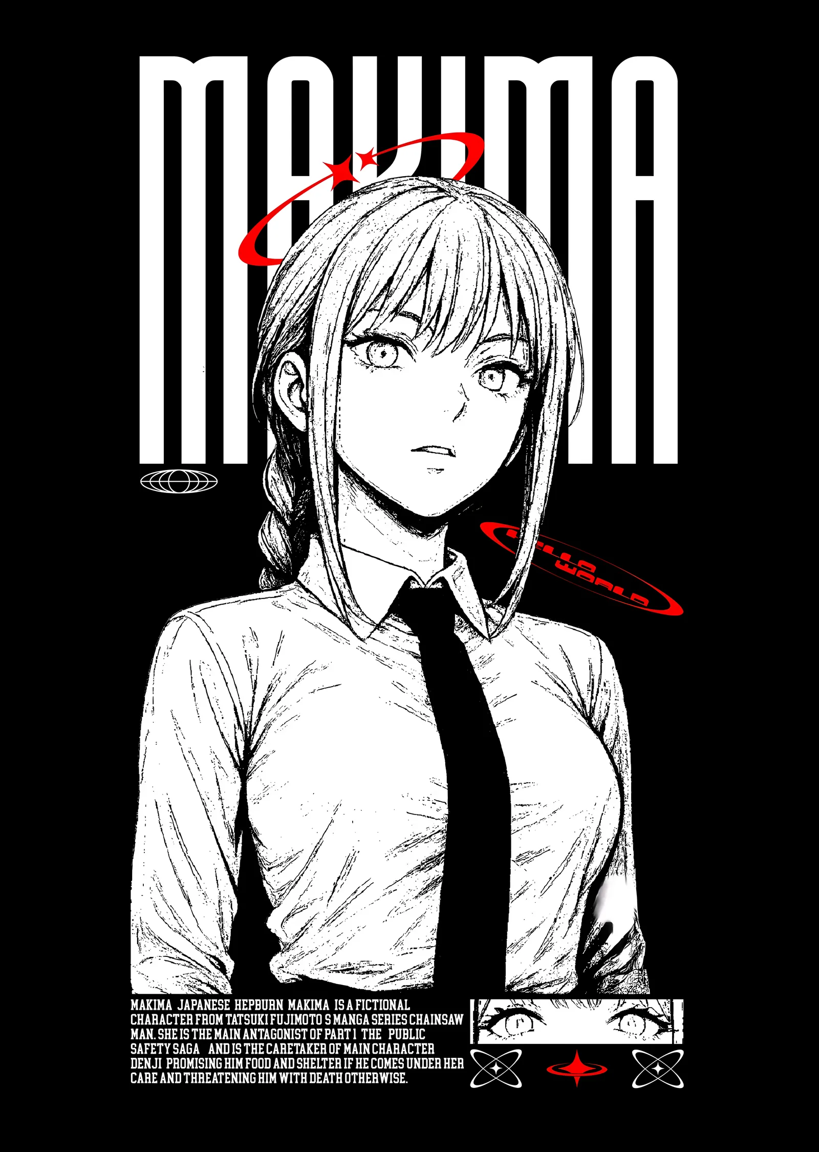 Chainsaw Man: Makima Anime Kızıl Yıldız Desenli metal tablo