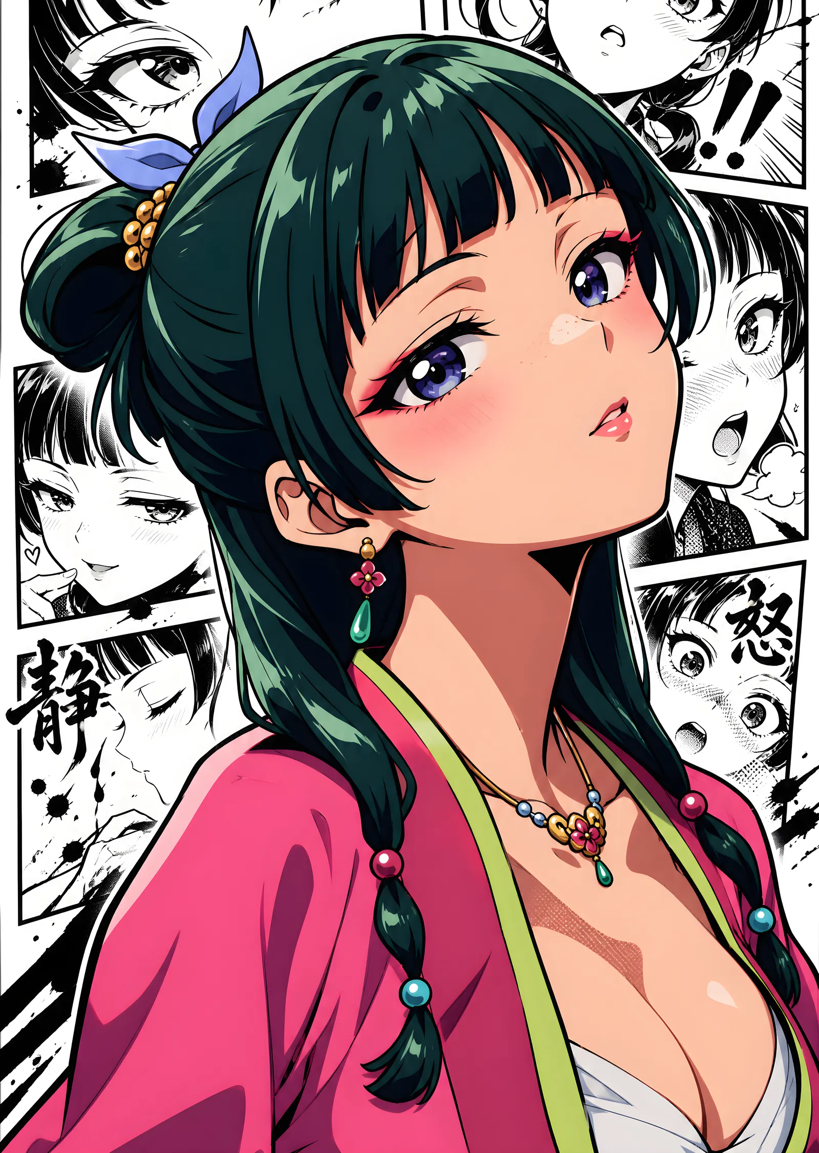 Anime Portre: Manga Panelleri Arasında Kimono metal tablo