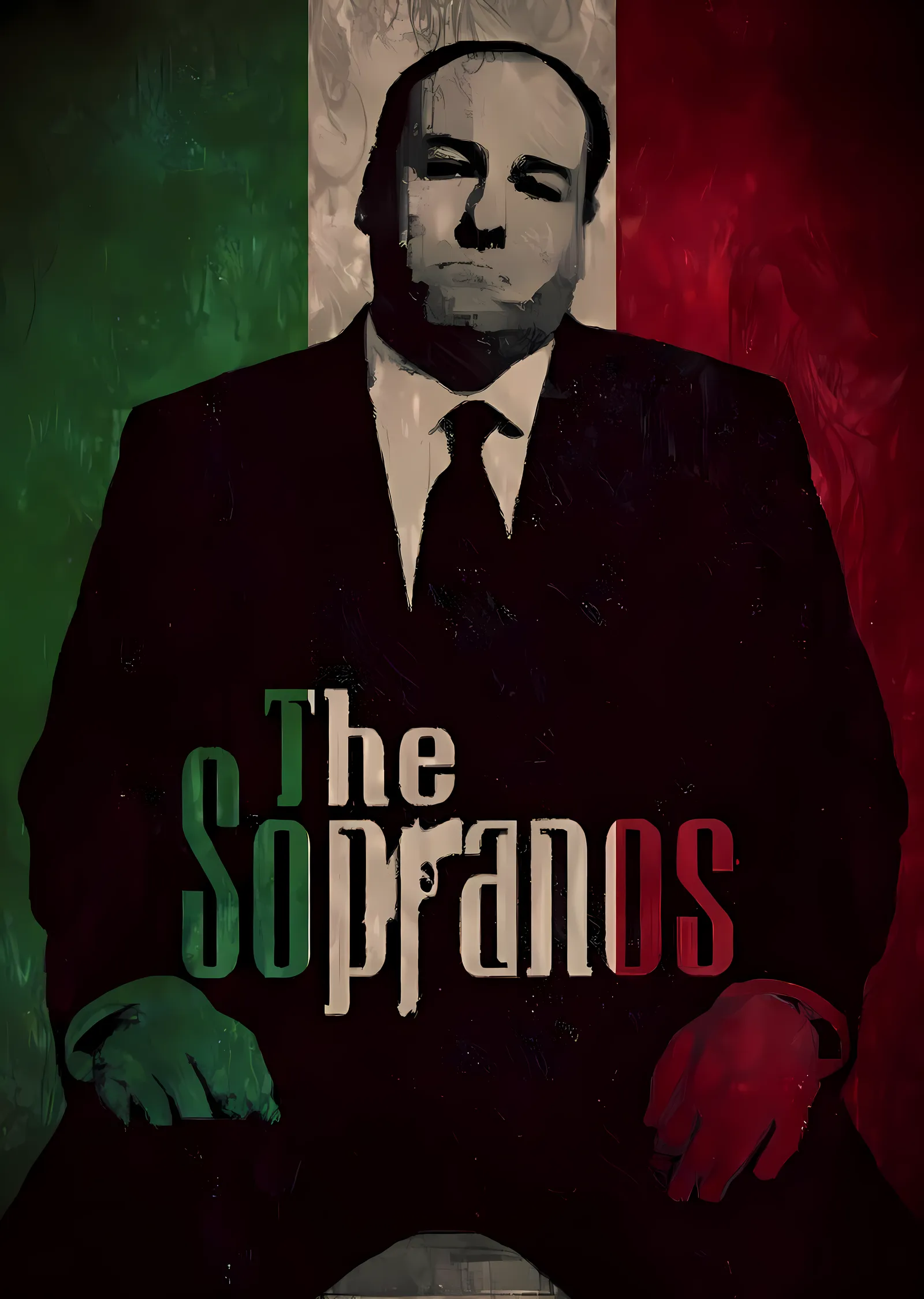 The Sopranos - İtalyan Bayrağı Üstünde Oturan Adam metal tablo