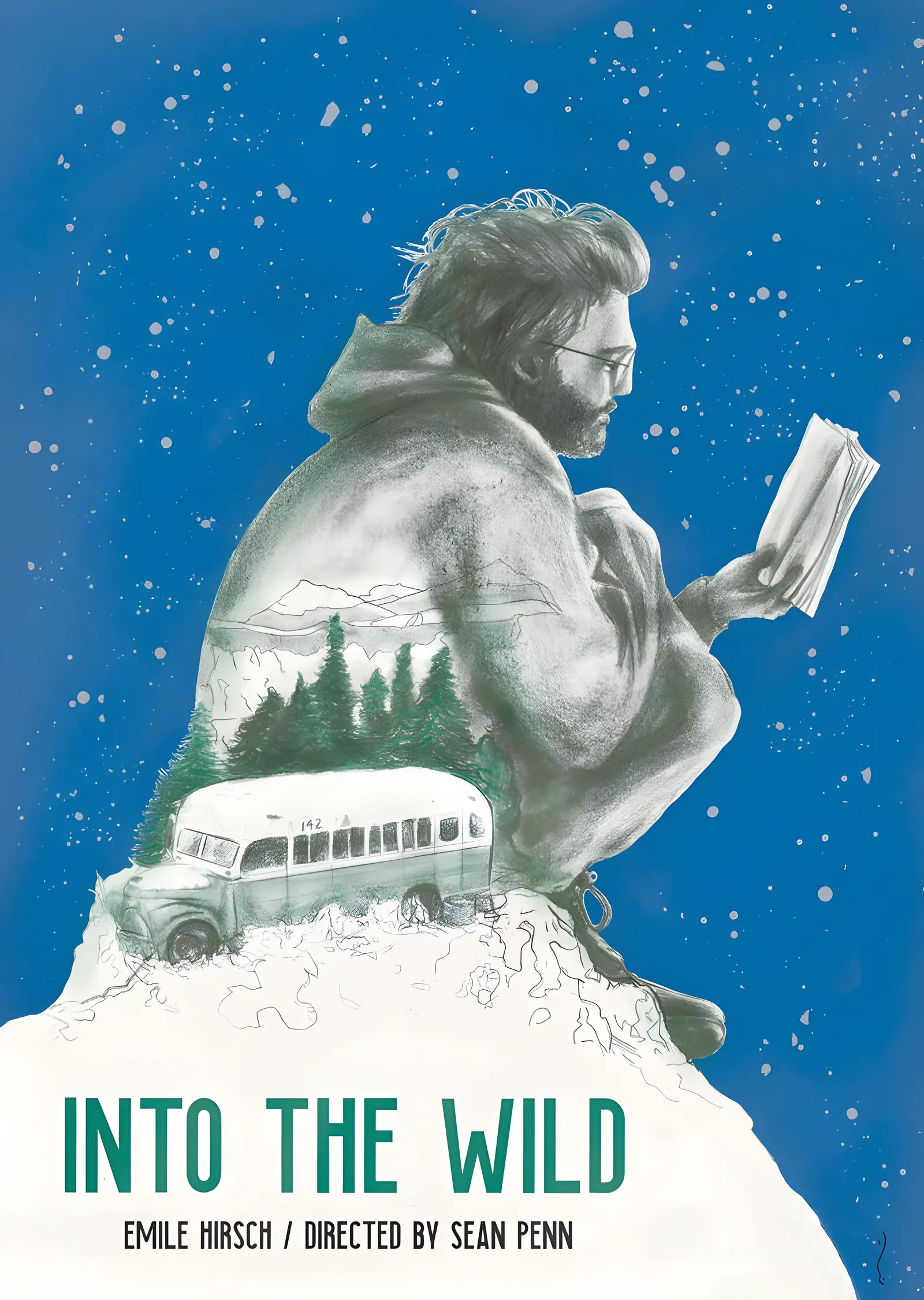 Into the Wild: Kar ve Kitap metal tablo