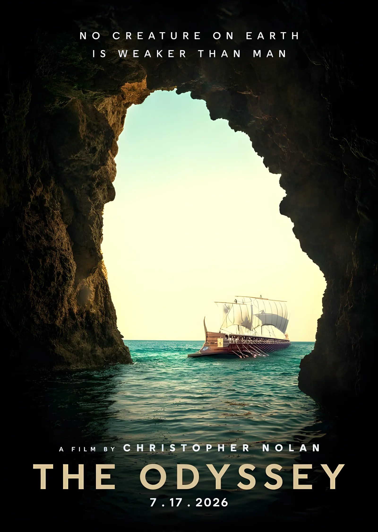 The Odyssey: Mağara Ağzından Görünen Gemi metal tablo