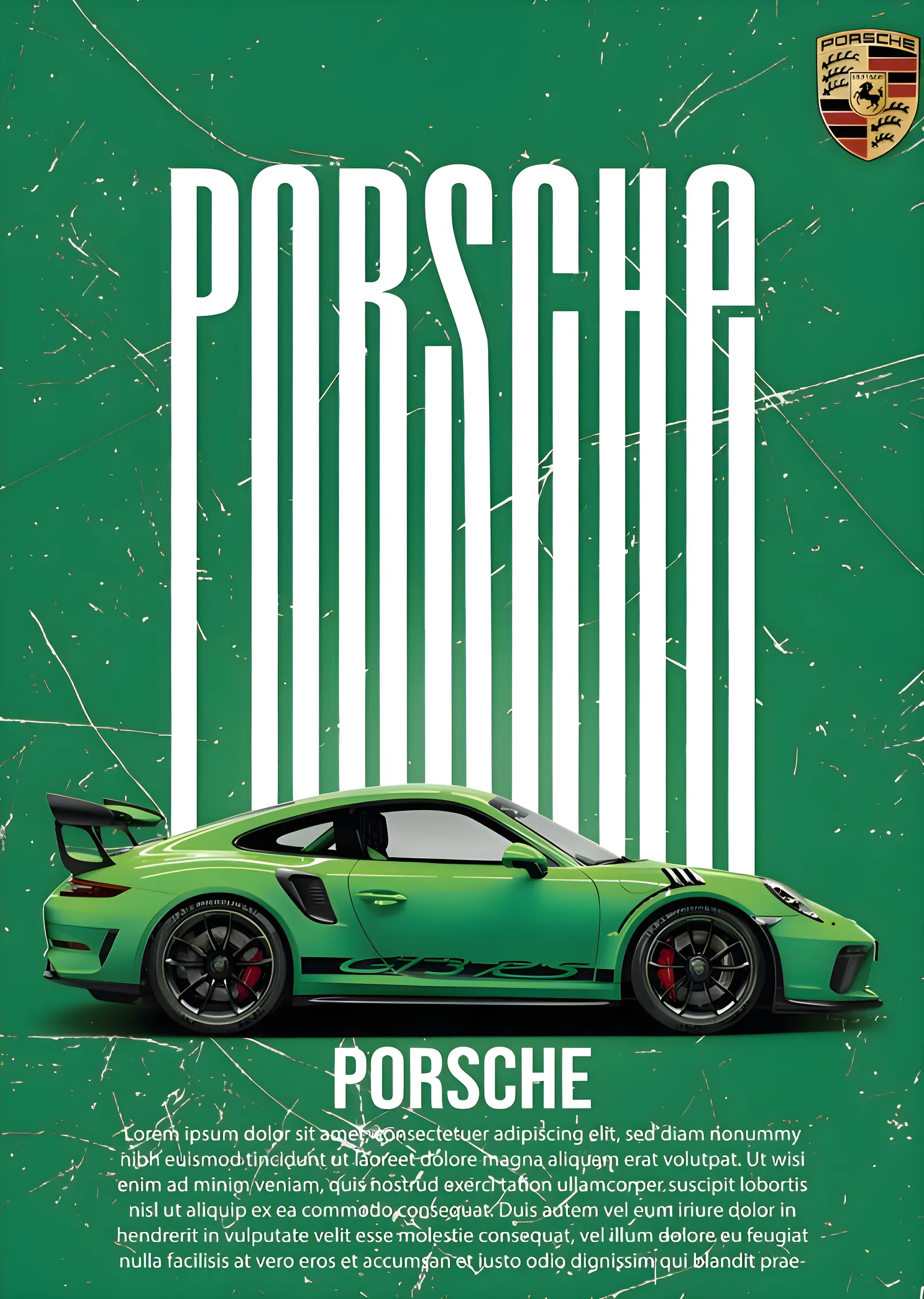 Porsche Yeşil Spor Araba metal tablo