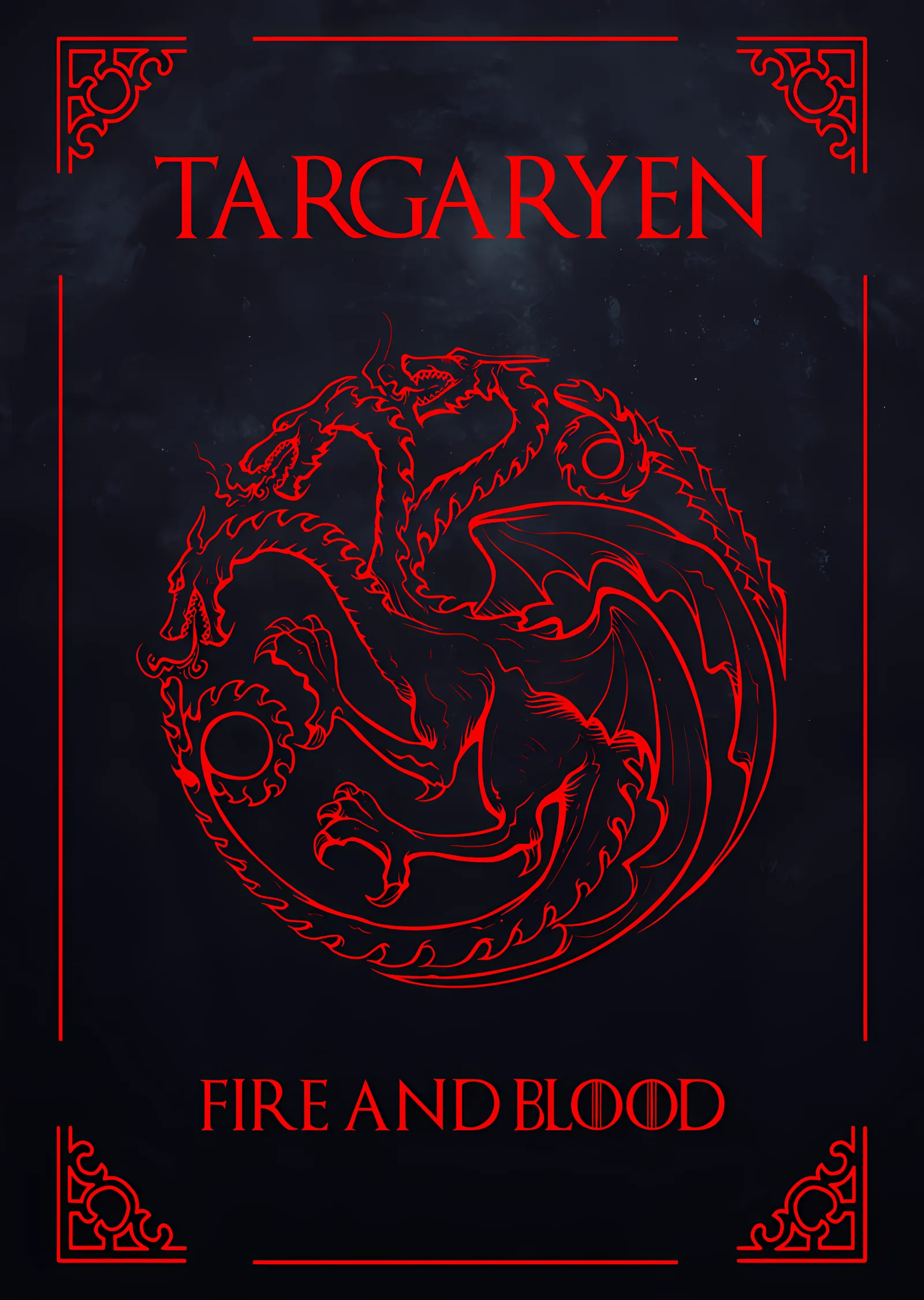 Targaryen Arması: Kızıl Ejderha Çizgisi metal tablo