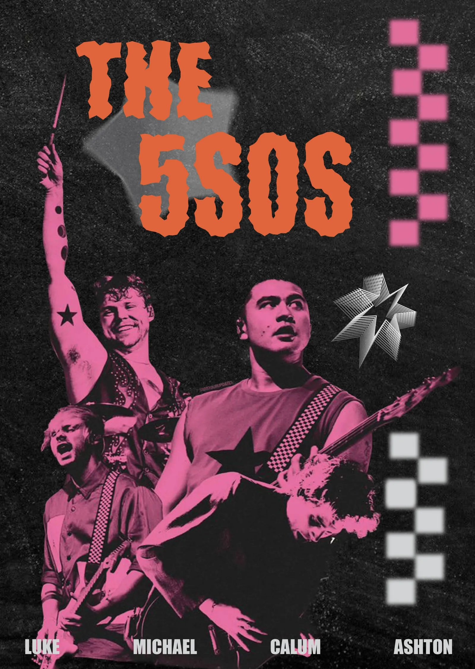 5 Seconds of Summer - Pembe Grunge Afiş metal tablo