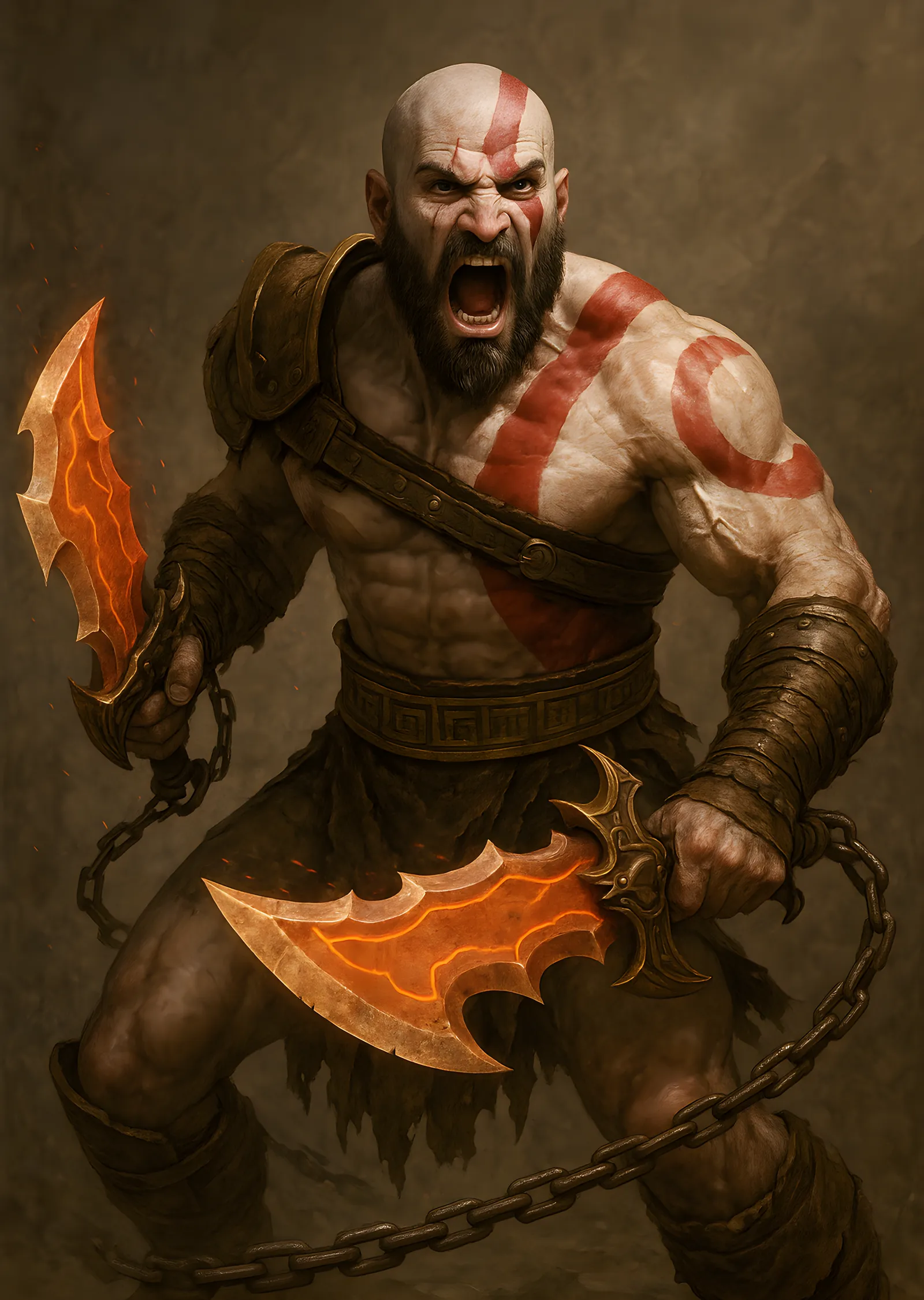 God of War: Kaos Bıçakları Portre metal tablo