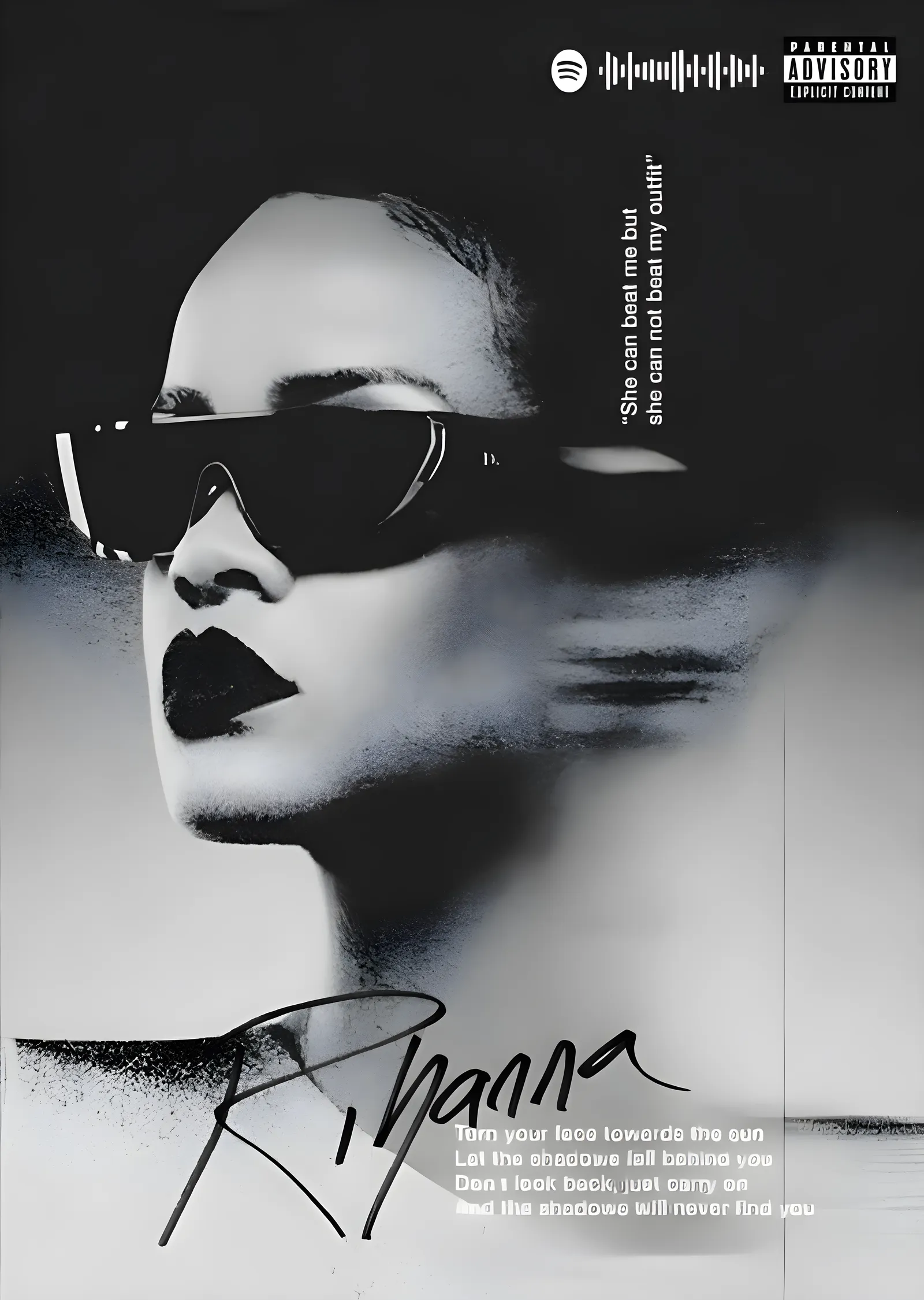Rihanna: 'Turn Your Face Towards the Gun' metal tablo