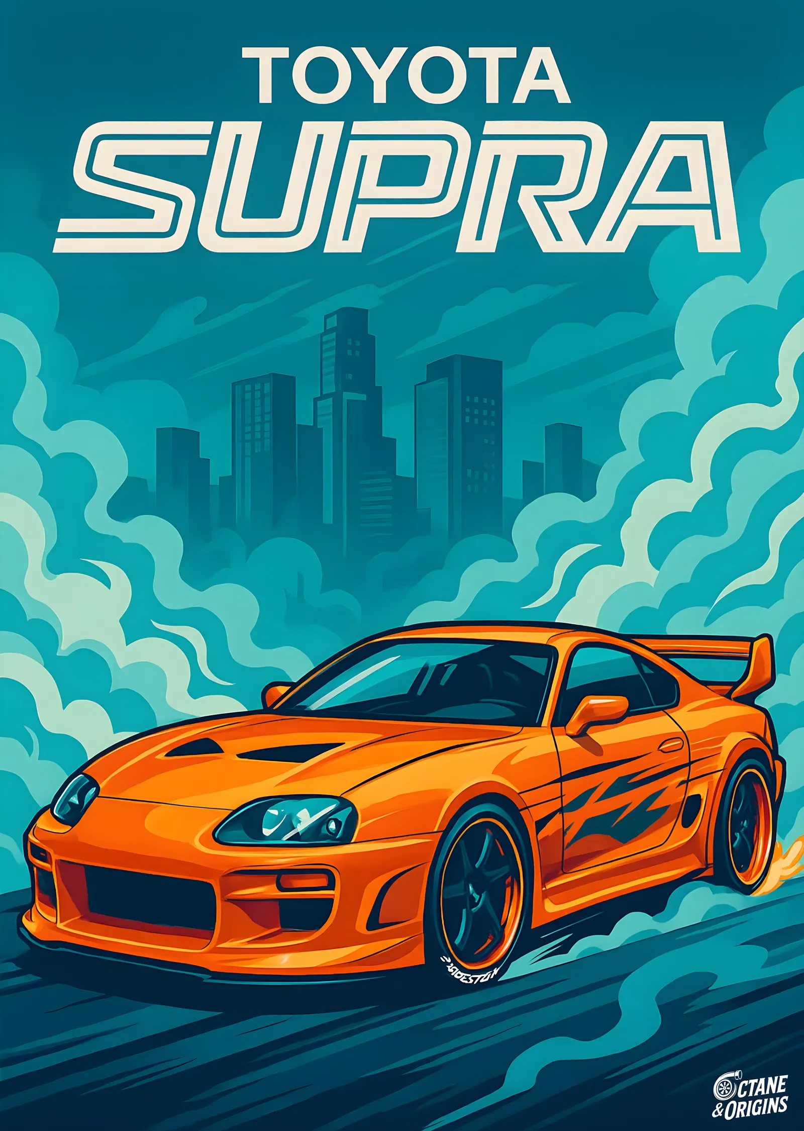 Toyota Supra MK4: Turuncu Çizim metal tablo