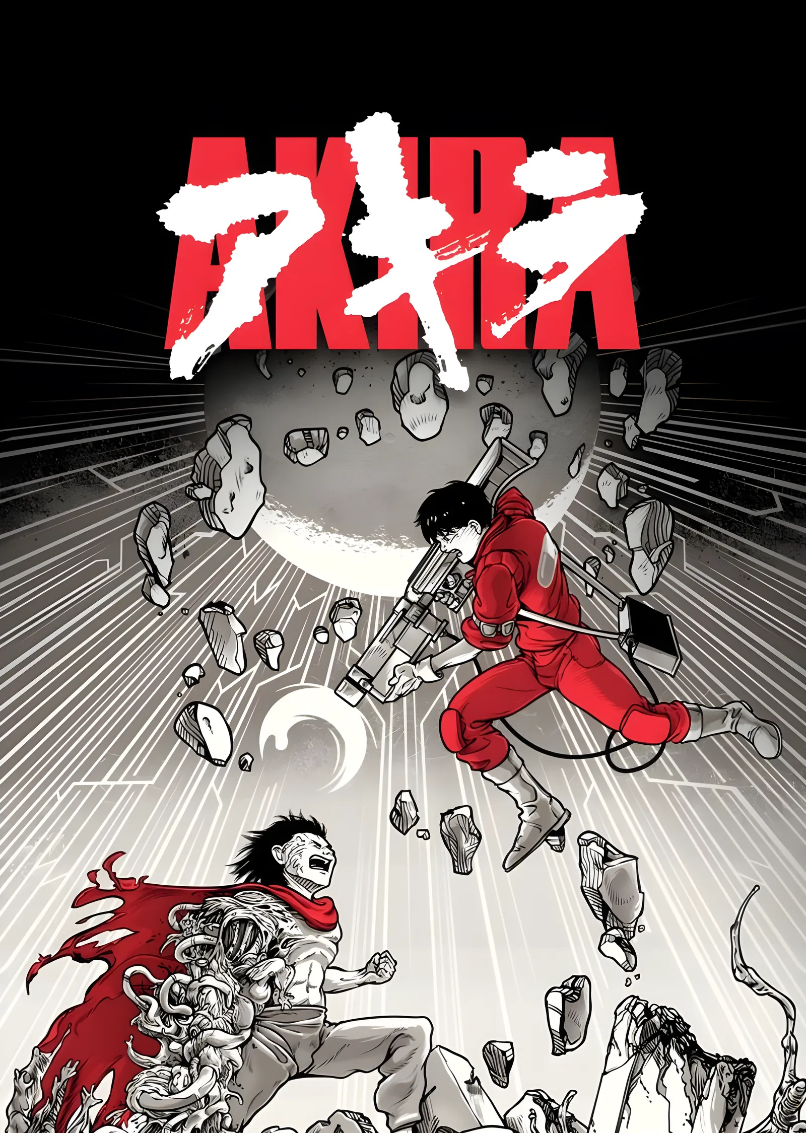 Akira: Kırmızı Ceket ve Patlama Anı metal tablo