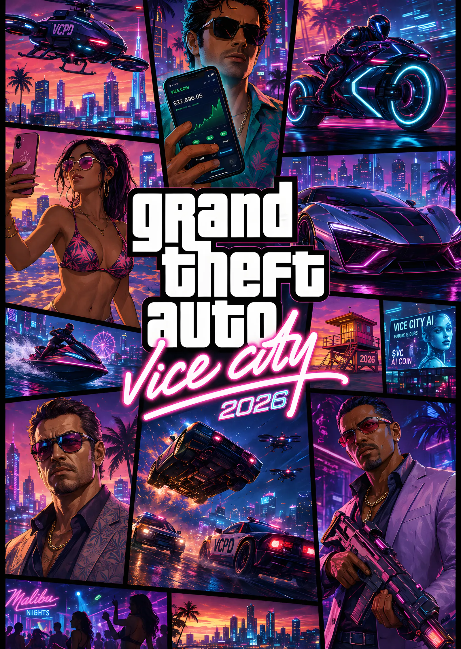 Grand Theft Auto: Vice City 2026 metal tablo