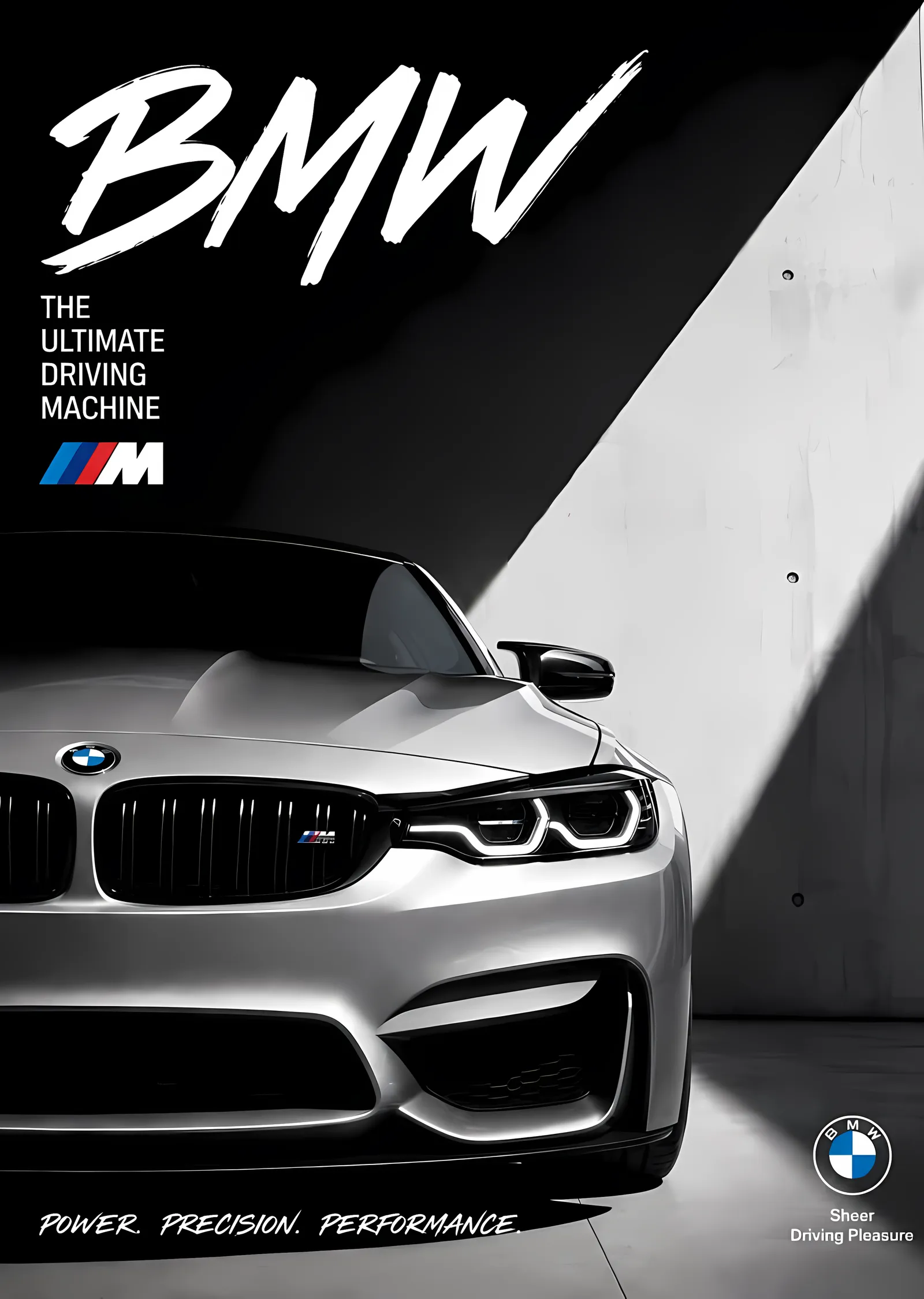 BMW M4 - Beyaz metal tablo