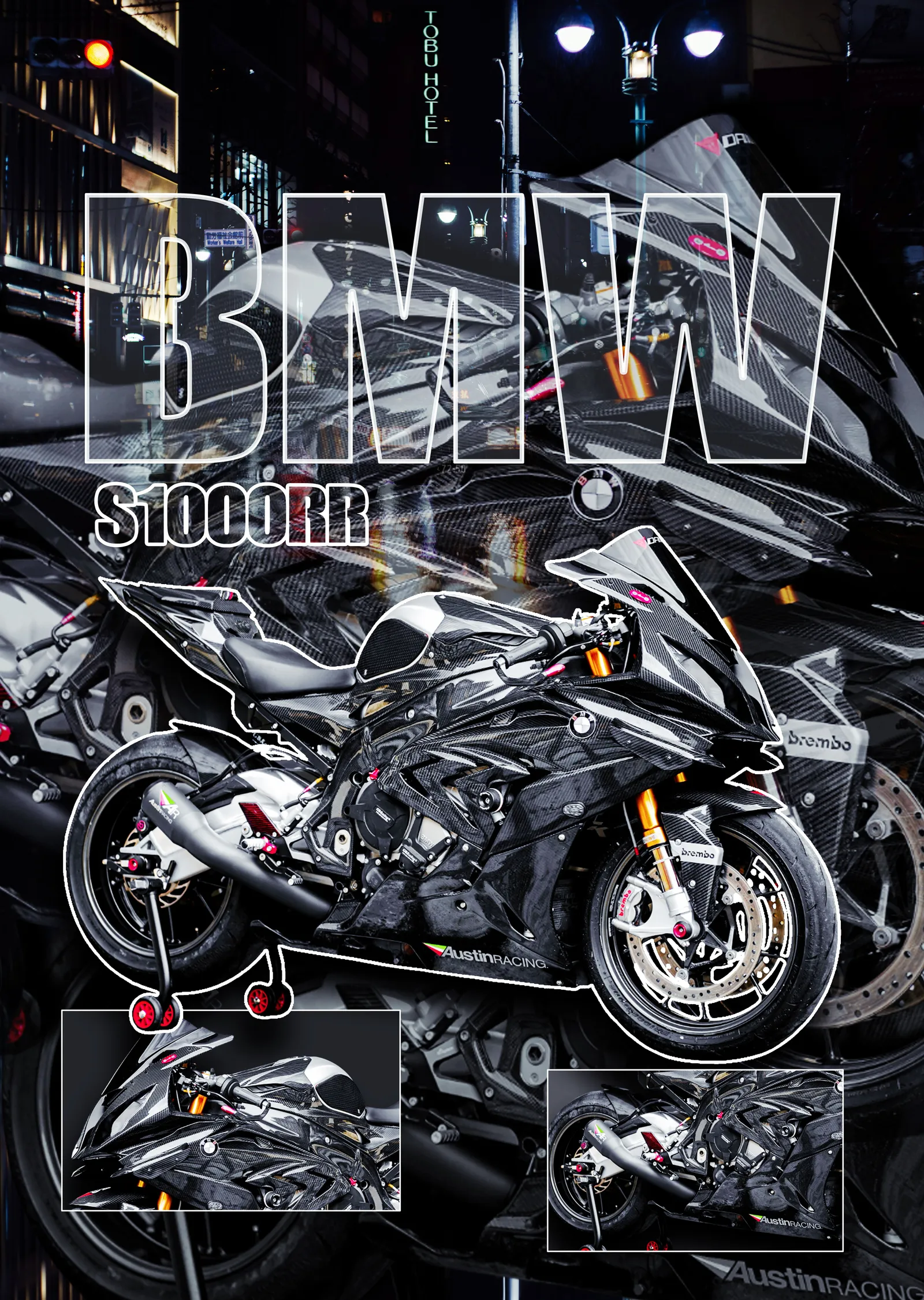 BMW S 1000 RR - Gece Şehri metal tablo