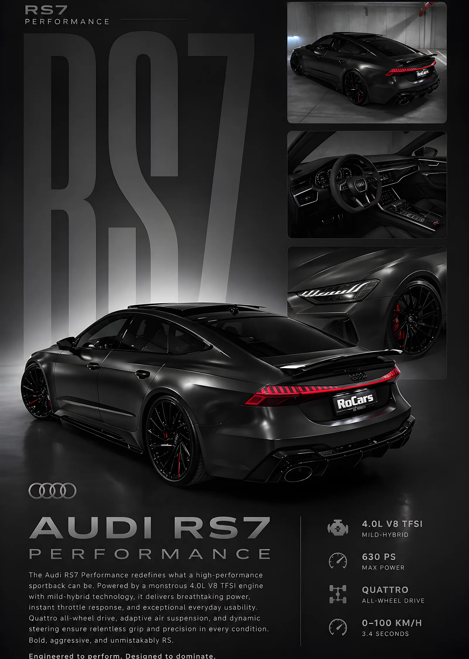 Audi RS7 Performance metal tablo