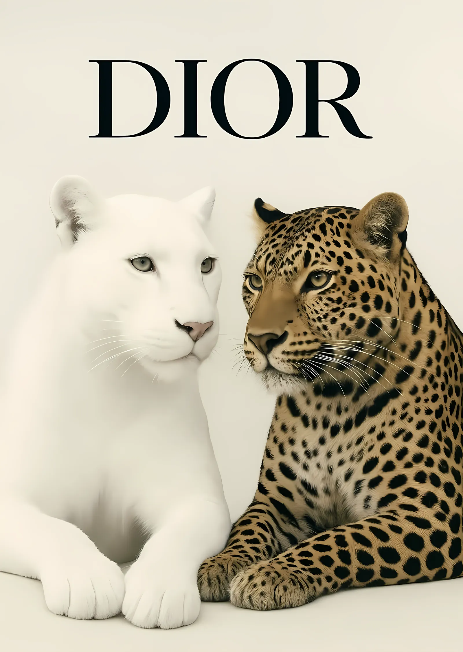 Dior: Beyaz ve Siyah Hayvanların Zarafeti metal tablo