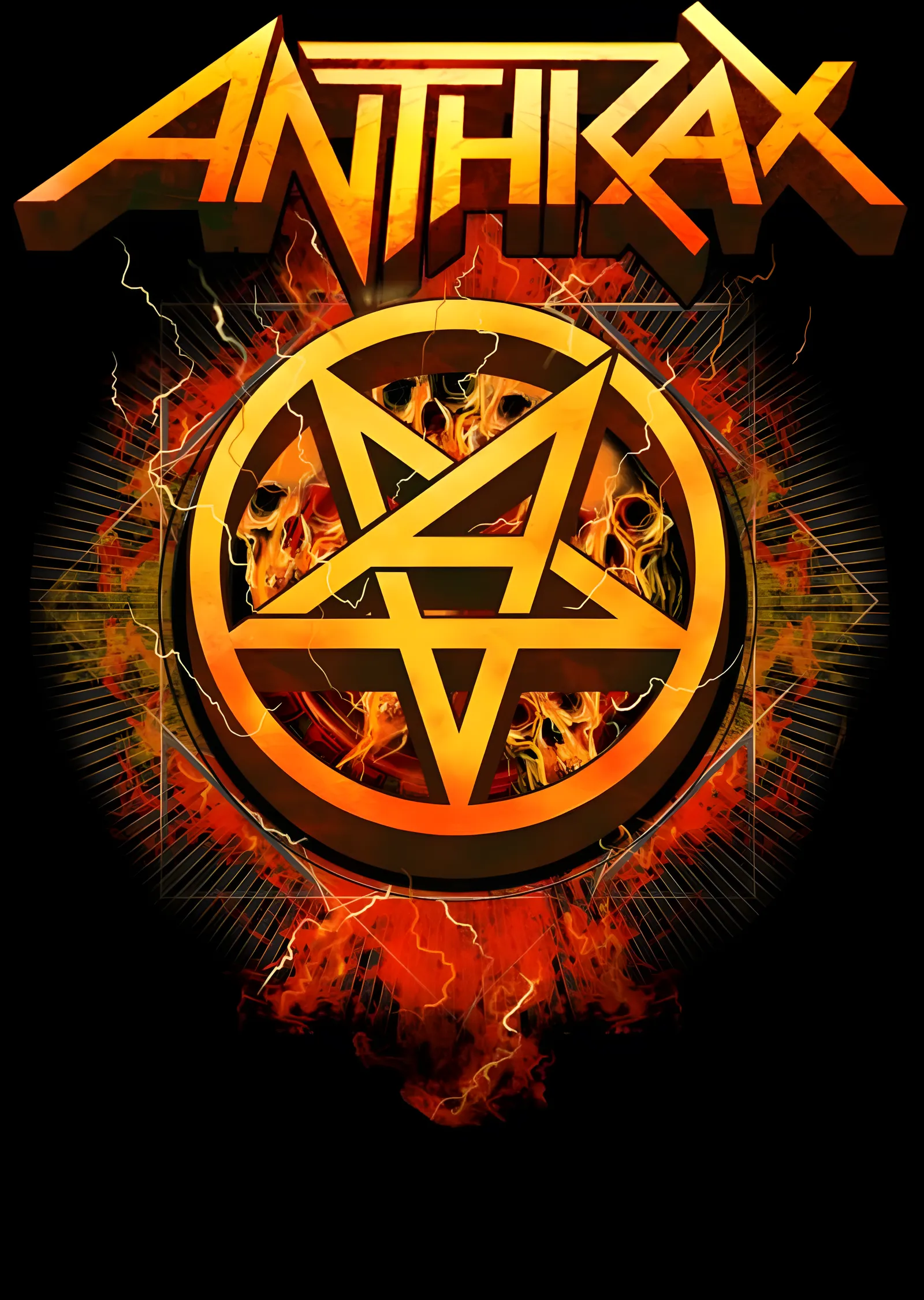 Anthrax - Alevli Pentagram metal tablo