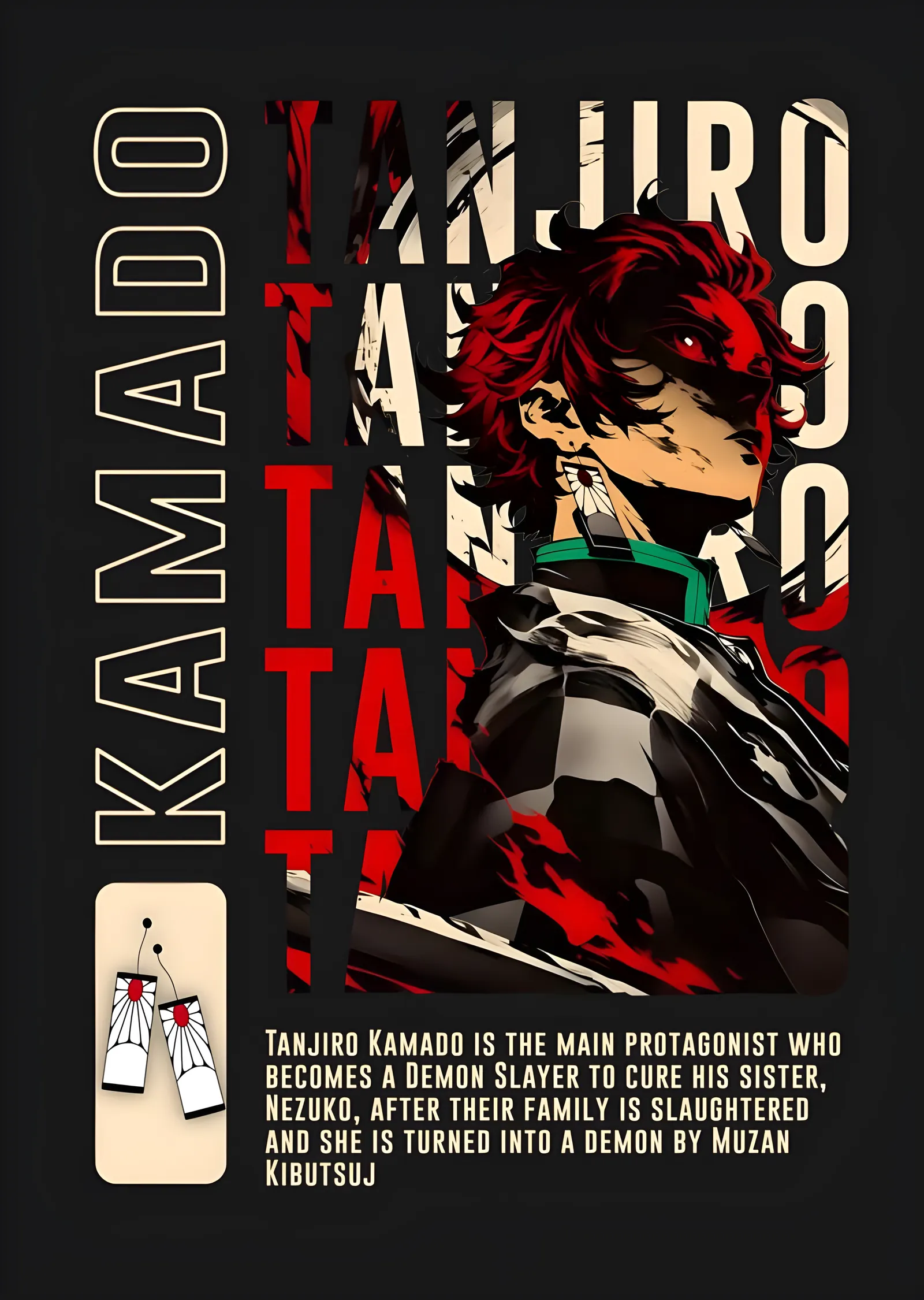 Demon Slayer: Tanjiro Tipografi Panosu metal tablo