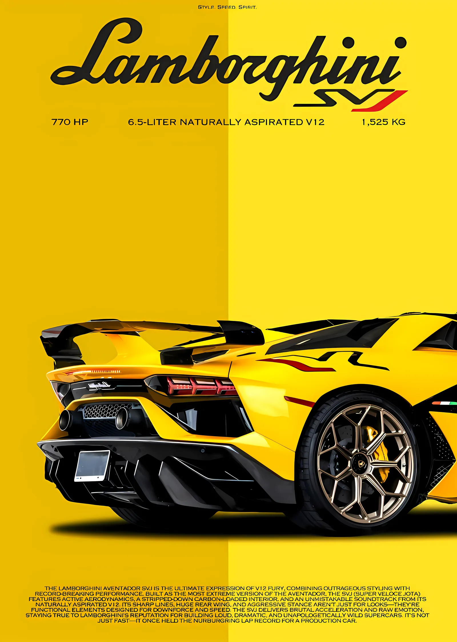 Lamborghini SVJ: Spor Araç metal tablo